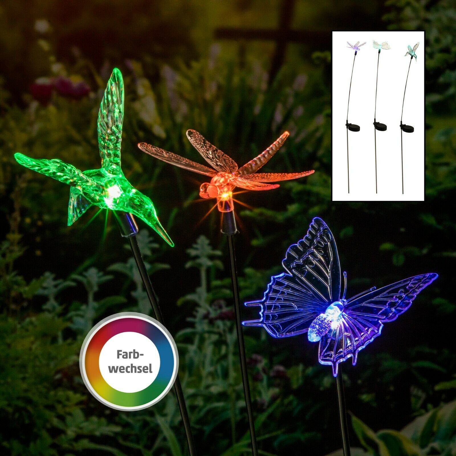 Meinposten LED Solarleuchte Solarleuchte LED bunt farbwechsel Balkon Gartenleuchte SWING 100 cm, Gartenstecker