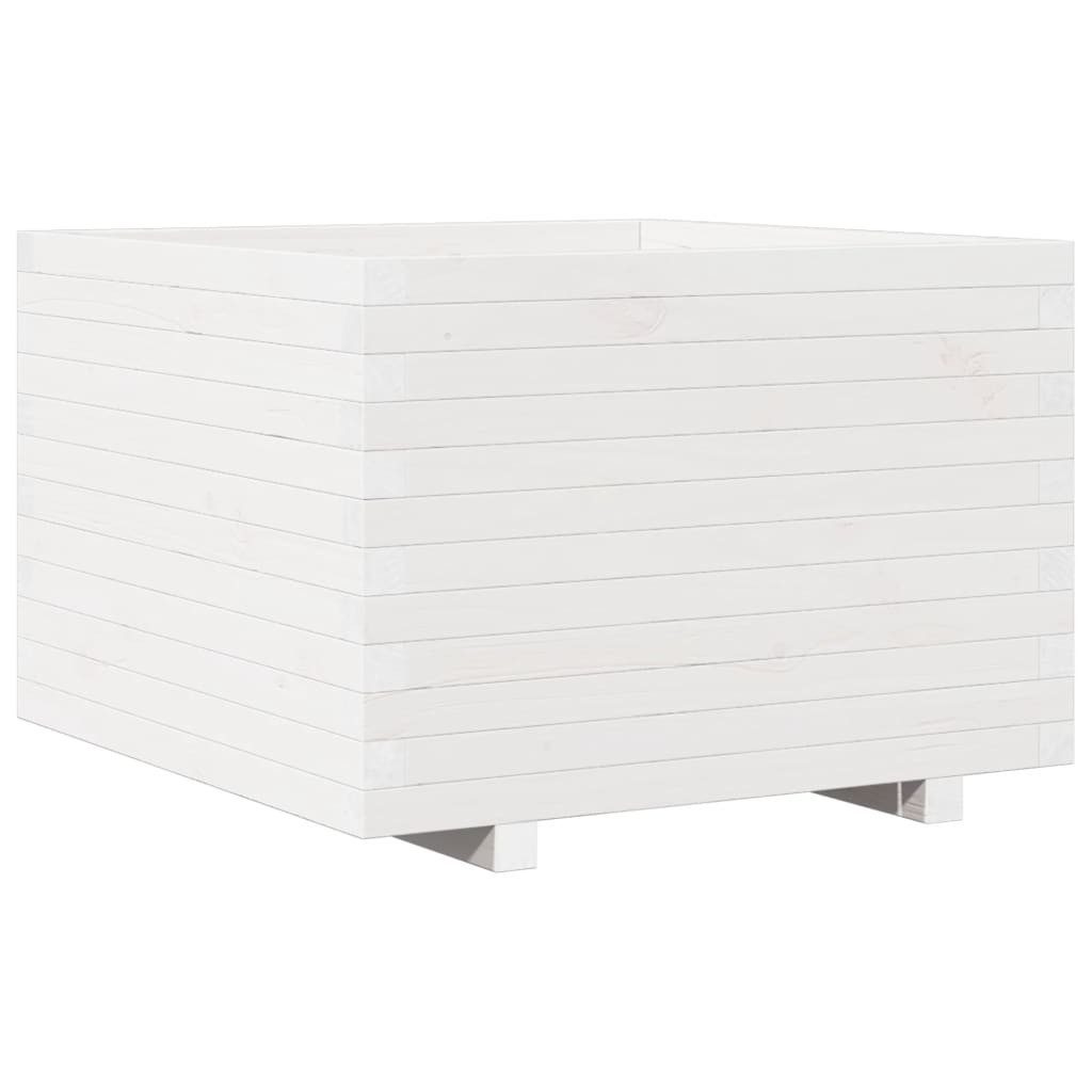 furnicato Hochbeet Pflanzkübel aus Massivholz, Weiß, 70 x 70 x 49,5 cm