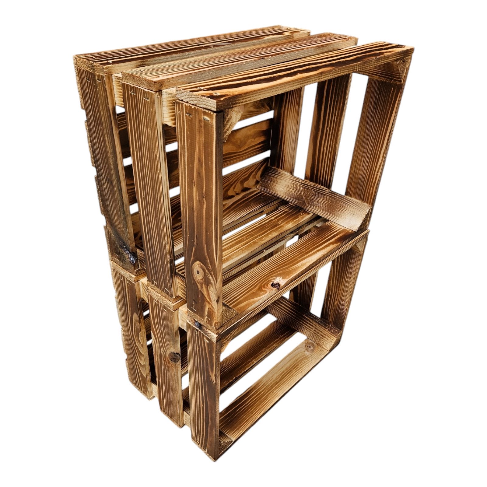 Holzkiste Holzkiste Dekokiste Box 40 x 30 x 25 cm 2er SET Geflammt