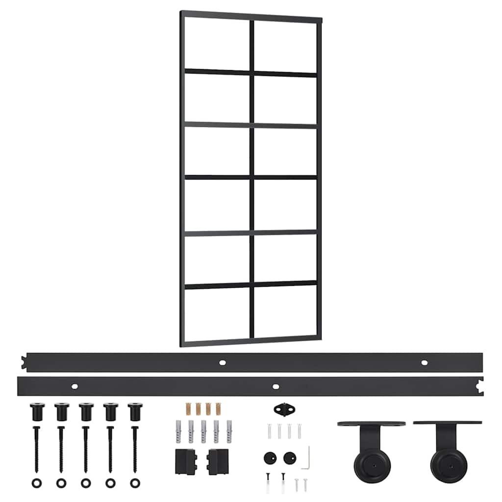vidaXL Schiebetür Schiebetür mit Beschlag ESG-Glas & Aluminium 90x205 cm (1-St)
