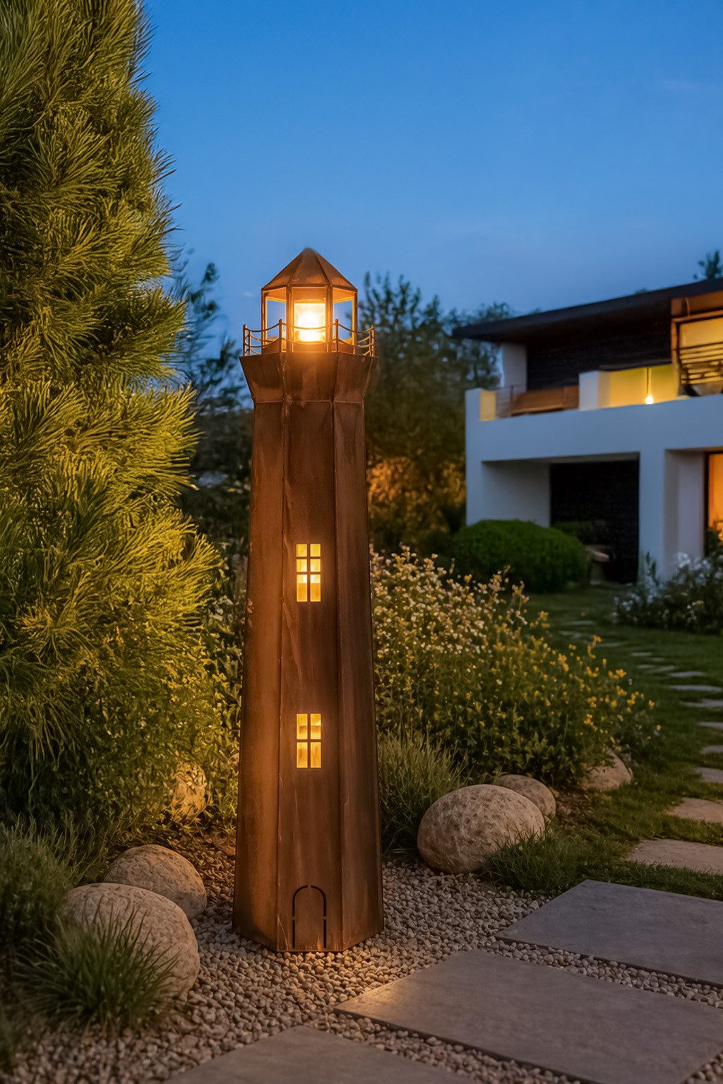 BADEKO Dekofigur Leuchtturm aus Edelrost in Cortenstahl-Optik