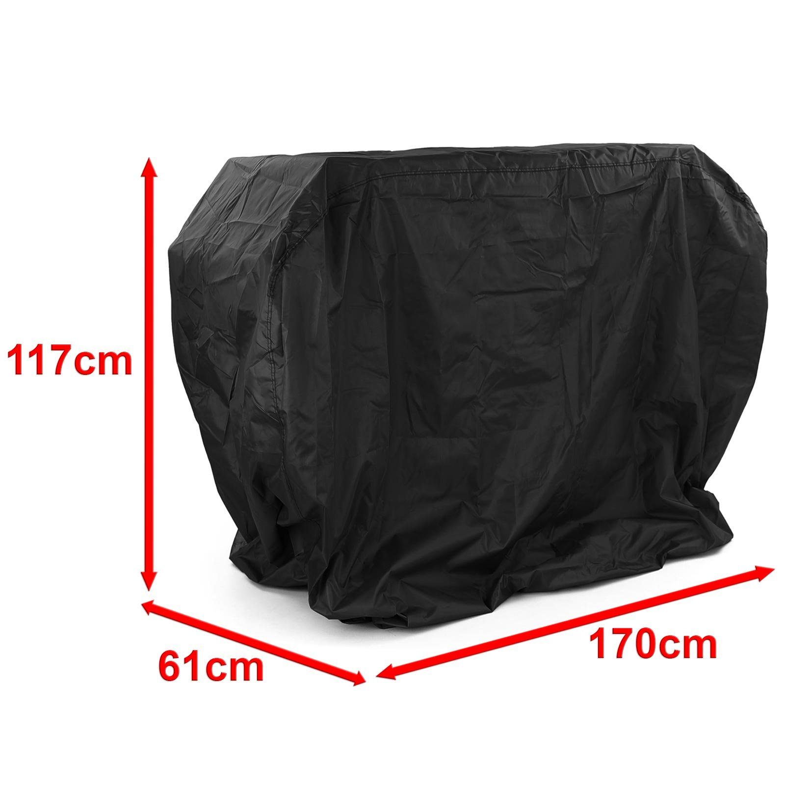 RAMROXX Grillabdeckhaube Premium Schutzhülle Cover BBQ Grill Schutz Schwarz L 170x117x61cm