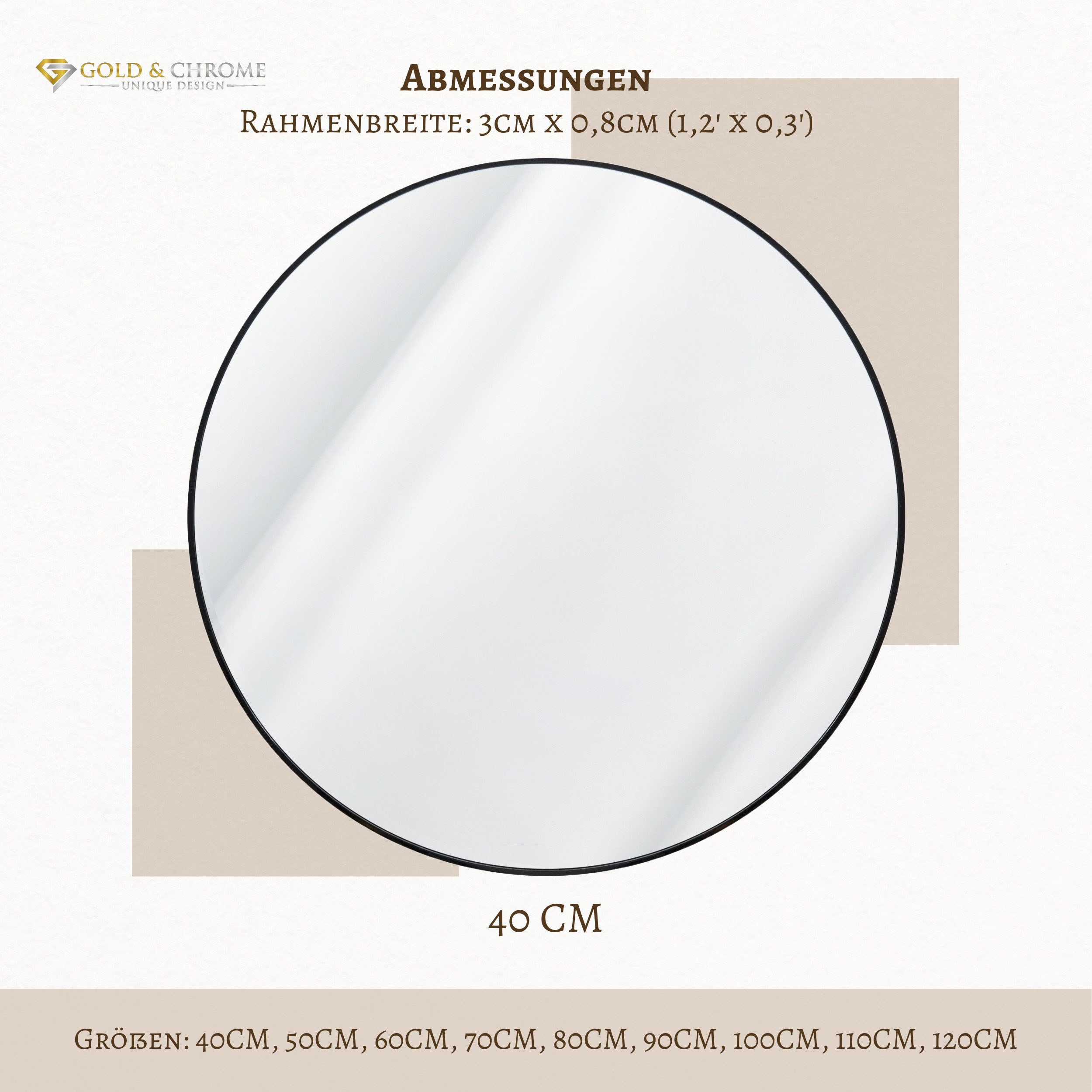 GOLD&CHROME UNIQUE DESIGN Spiegel GOLD&CHROME Wandspiegel, Rund, Badspiegel günstig online kaufen