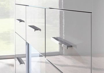 Furn.Design Stauraumvitrine Carrara (Vitrinenschrank in weiß 3-türig, 100 x 198 cm) 10 Fächer, Hochglanz