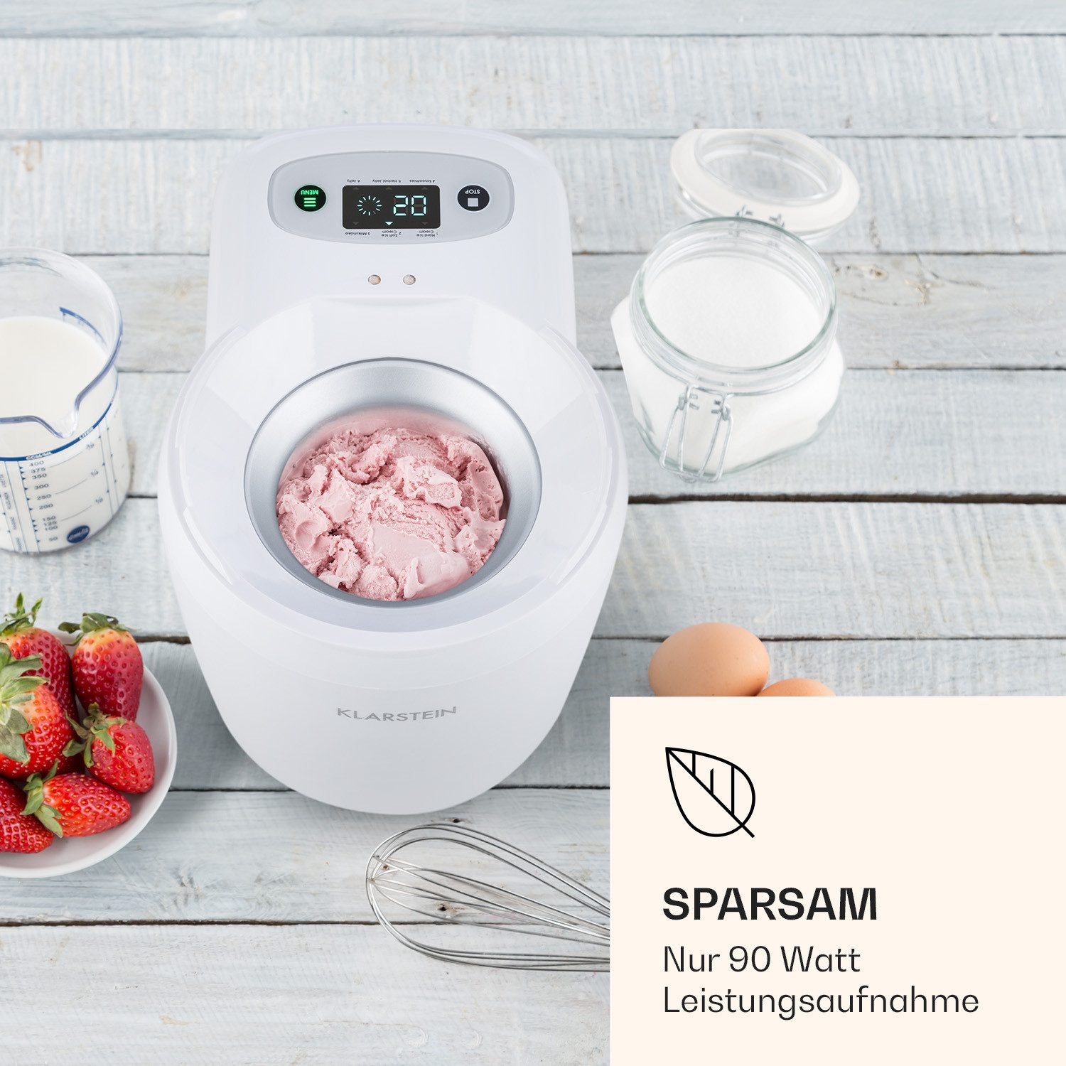 Klarstein Eismaschine Schneeflöckchen, 0.7 l, 90 W