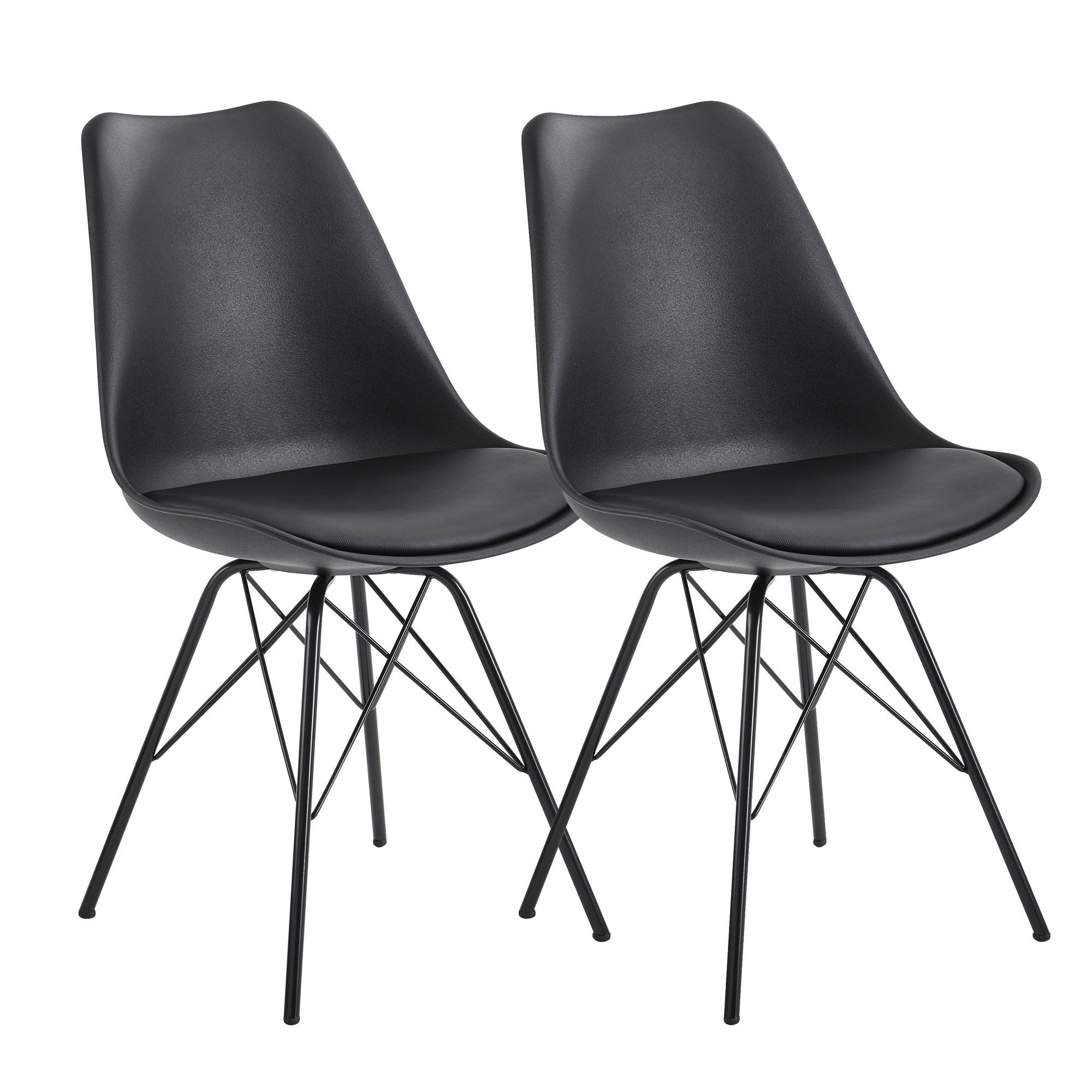 Esszimmerstuhl Esszimmerstuhl 2er Set Schwarz Küchenstuhl Kunststoff Skandinavisches