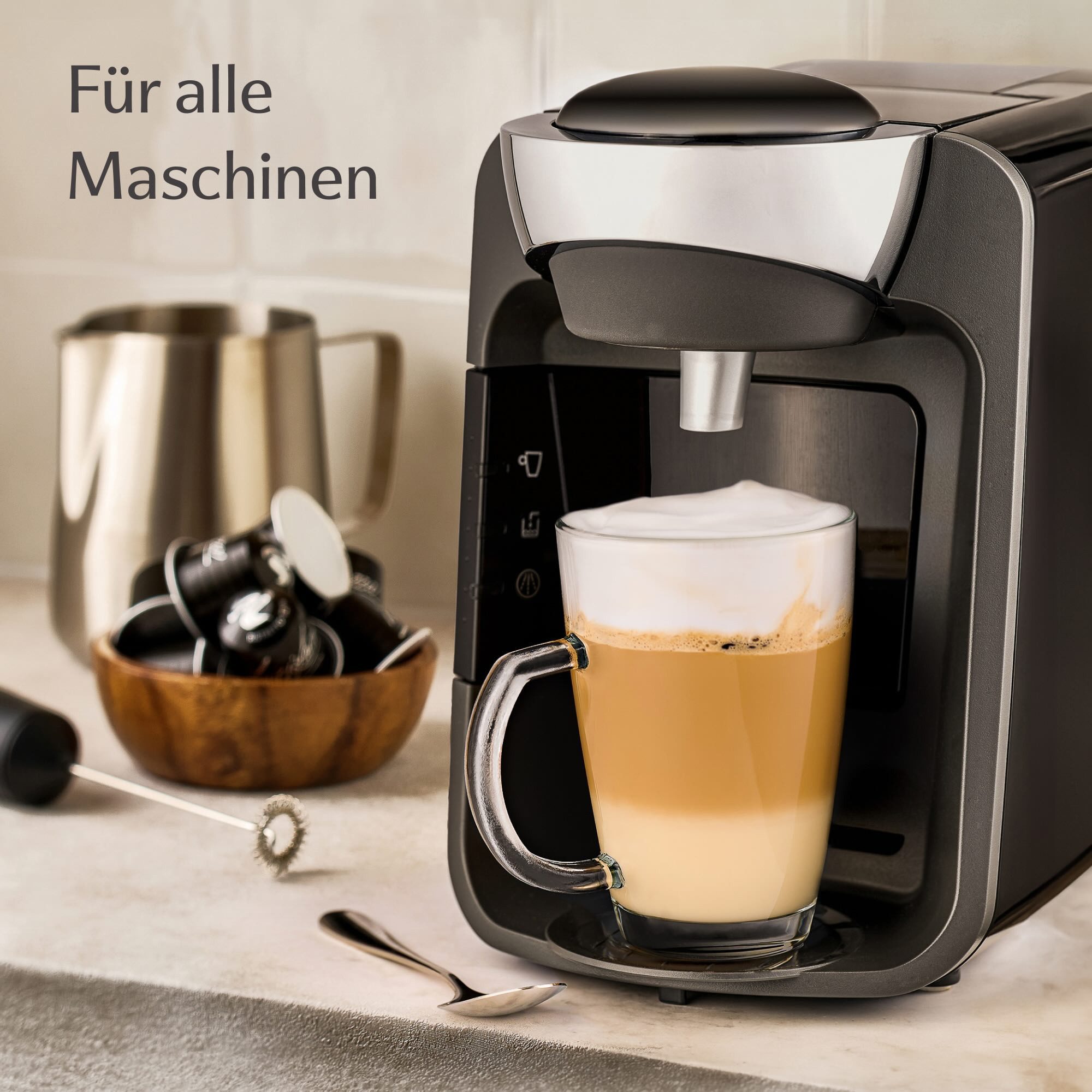 Cosumy Latte-Macchiato-Tasse 6er Latte Macchiato Gläser Set mit Henkel und Löffel - 300ml, 6-tlg., Glas, warm