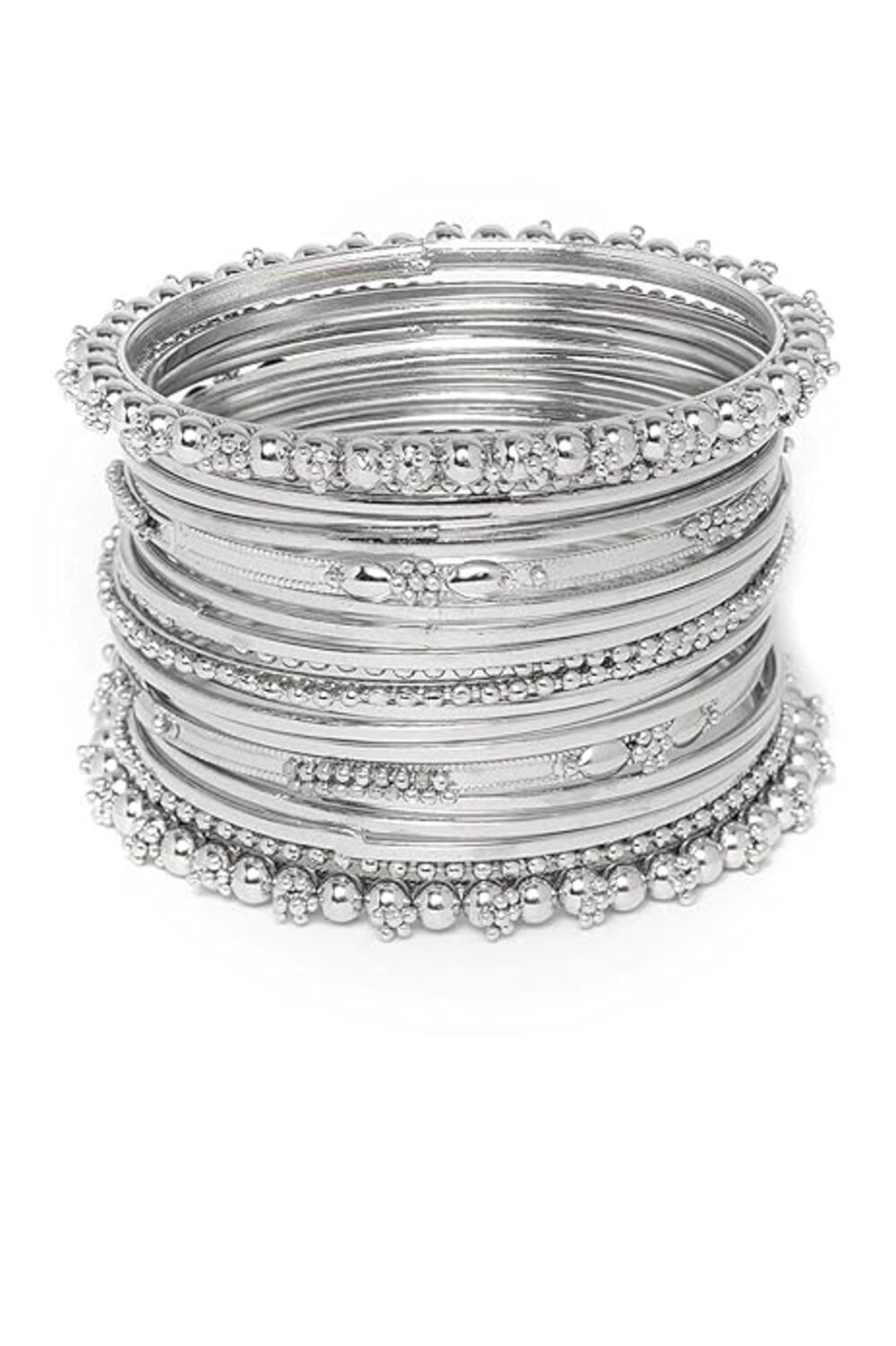 YouBella Armreif Set Antique Look Traditionelle Armreif Set Für Frauen & Mädchen (Inhalt der Box: Armreif Set x 1, Langlebige Oberfläche, Geeignet für alle Anlässe), Versilbert, Material: Messing, Modischer Kunstschmuck