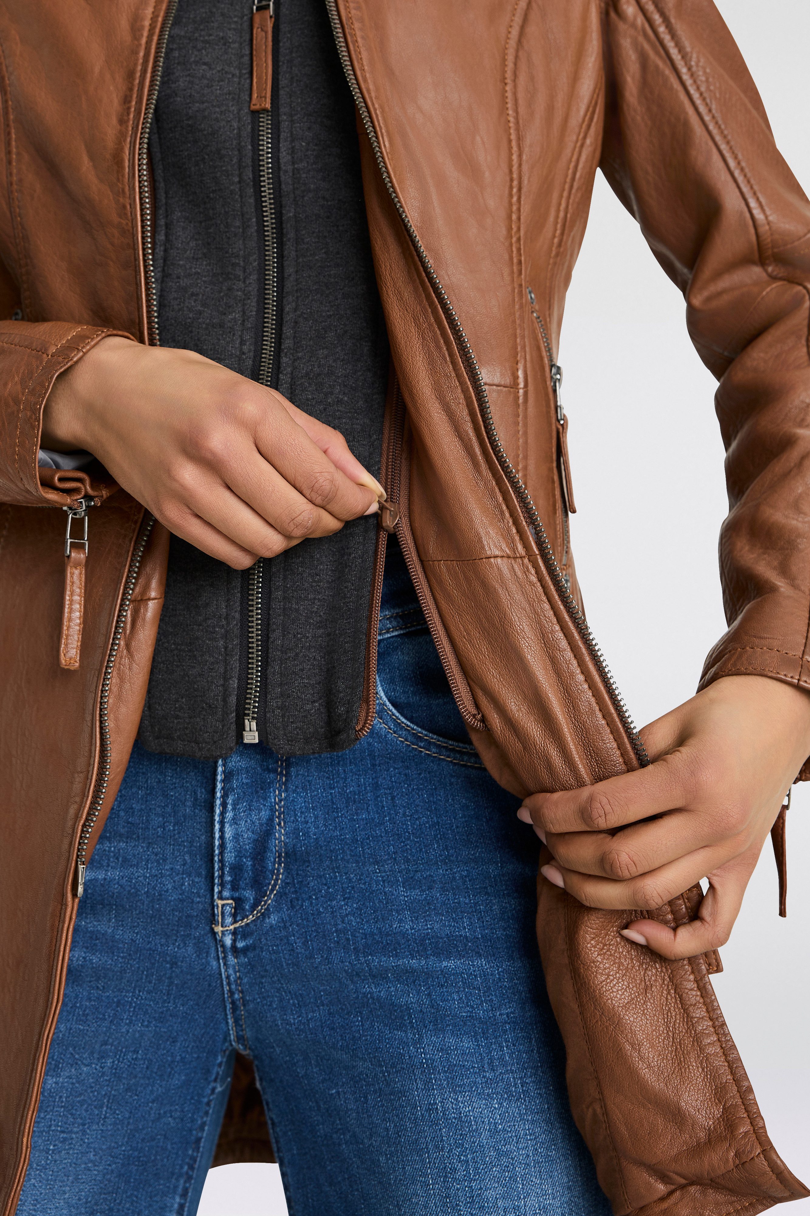 Mauritius Ledermantel Bente 2-in-1-Lederjacke mit abnehmbarem Kapuzen-Inlay aus Jerseyqualität