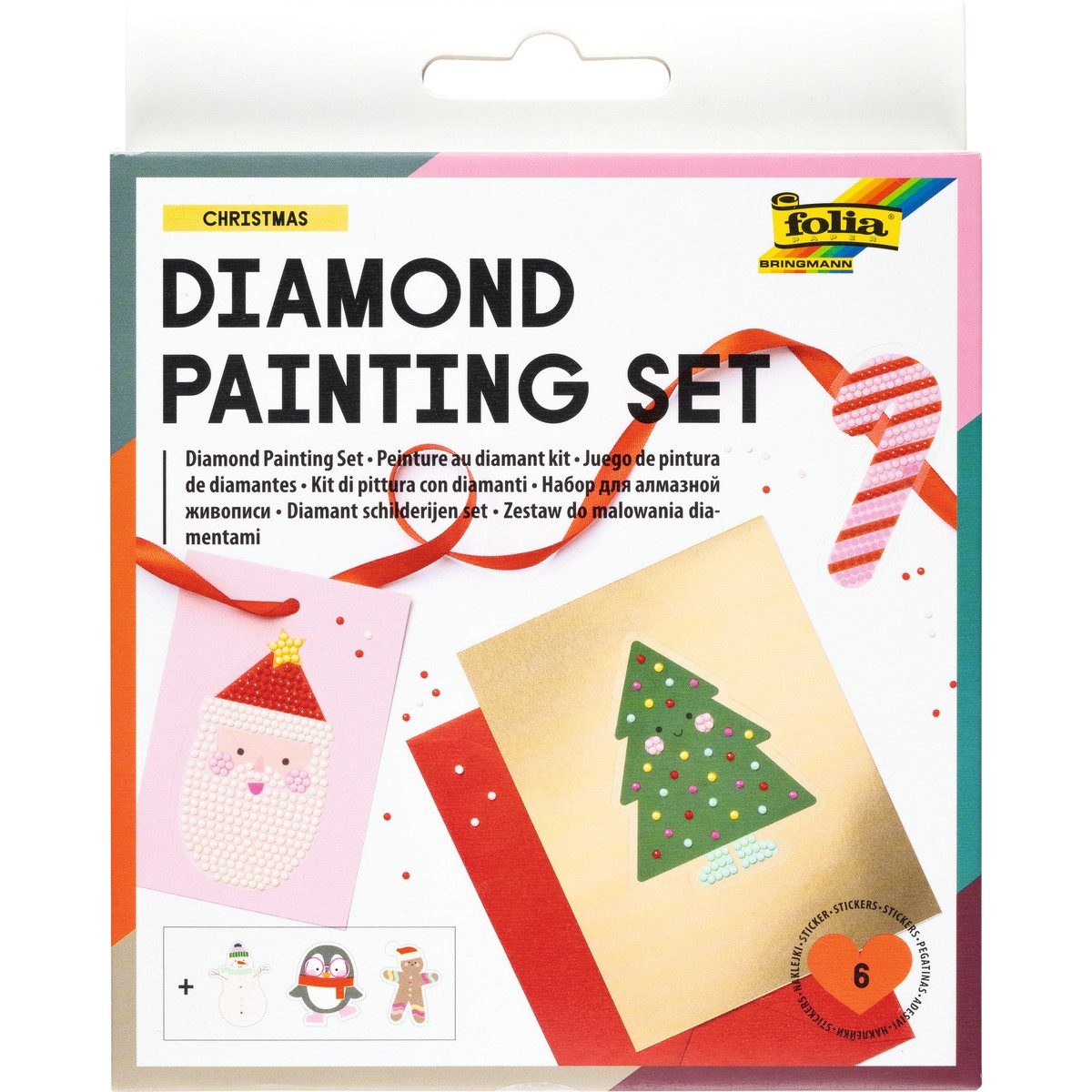 Folia Papierdekoration folia Diamond Painting Set Christmas 6 Teile