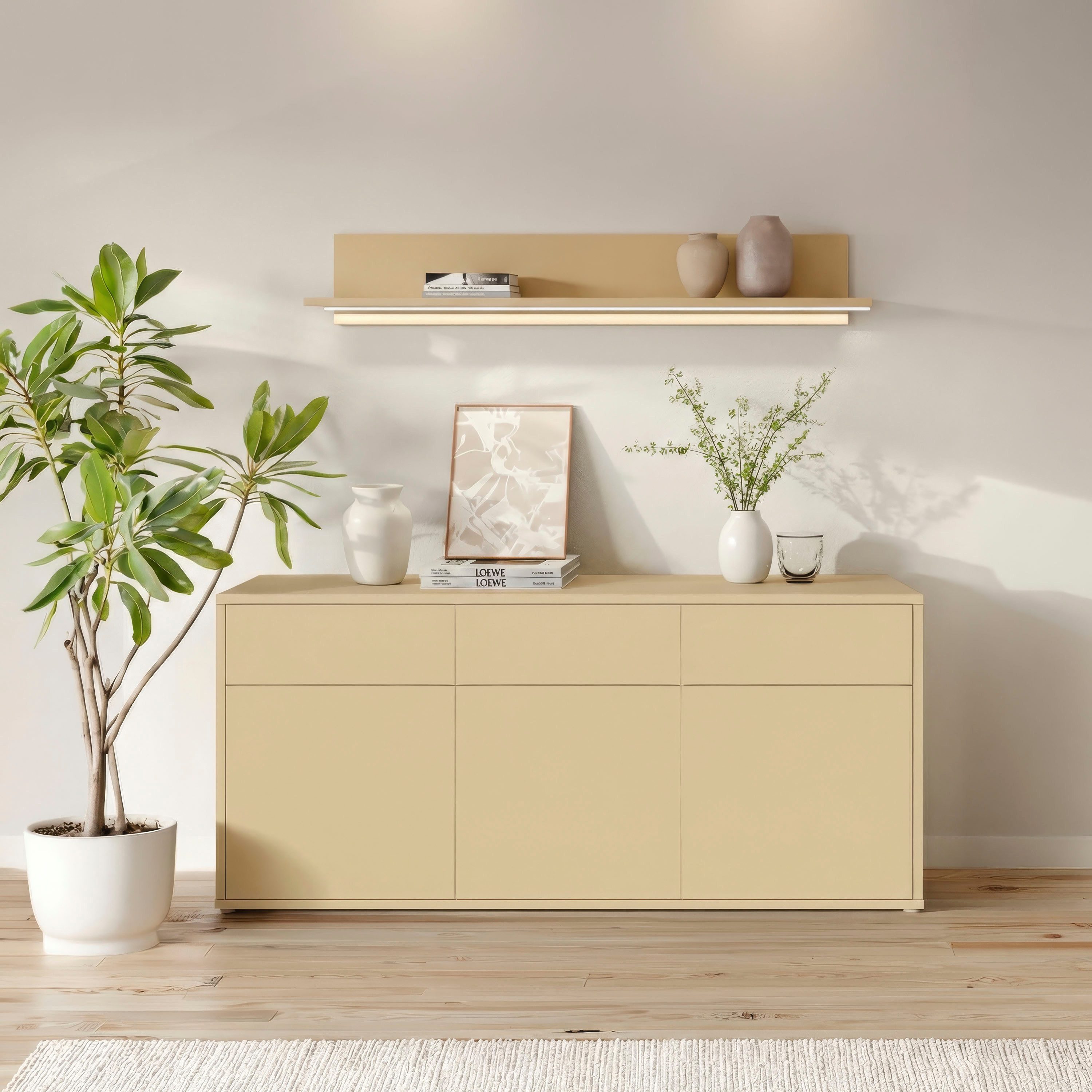 FORTE Sideboard Alice Springs, Sideboard, Breite 184,2 cm, viel Stauraum, Schubkästen mit Vollauszug, Push to open, grifflos