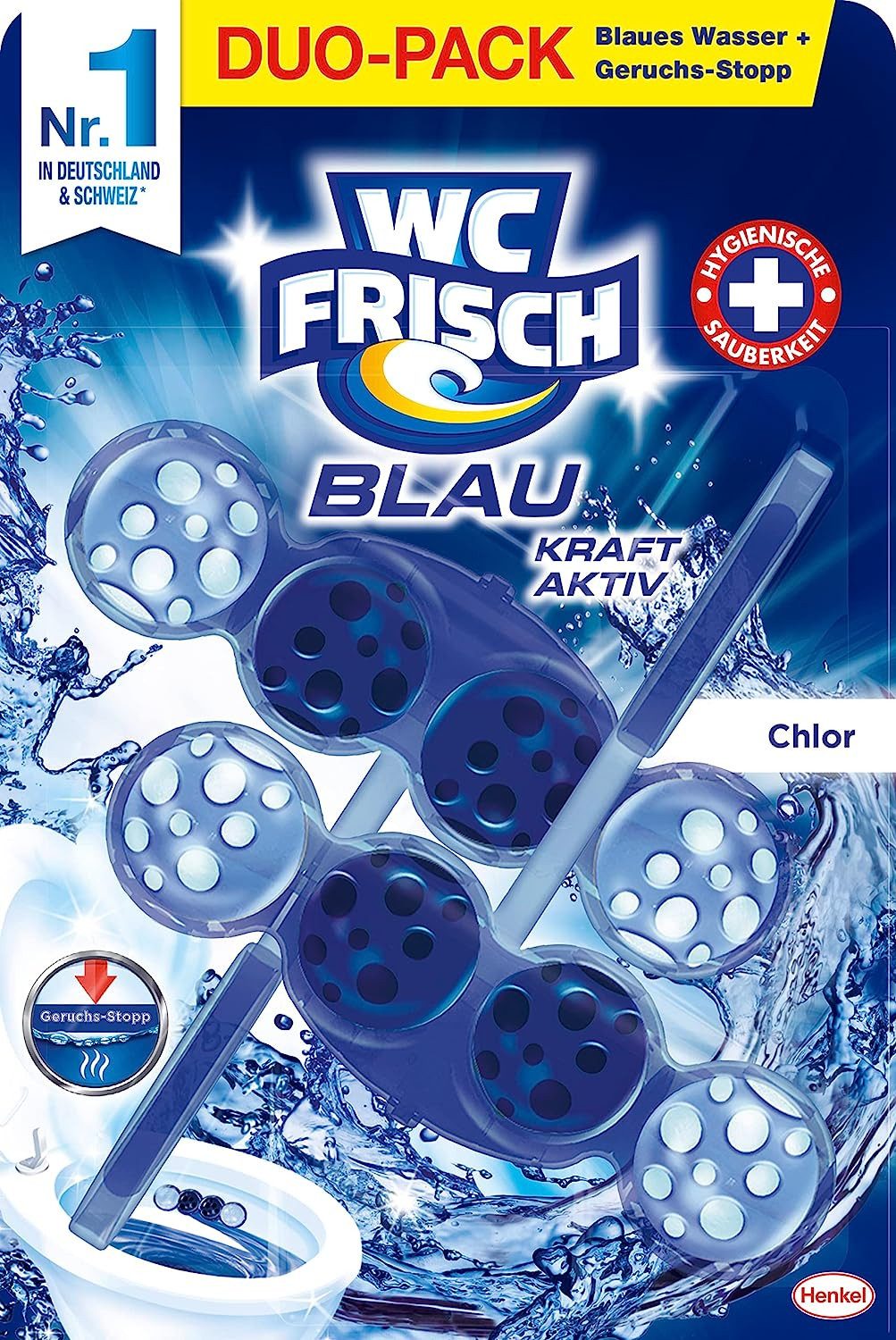 WC Frisch WC FRISCH Duftspüler Chlor Kraft Aktiv 1x Stück 100g WC-Reiniger (Duo-Pack, [2-St. Duftspüler für extra Frische & sichtbare Reinigung)