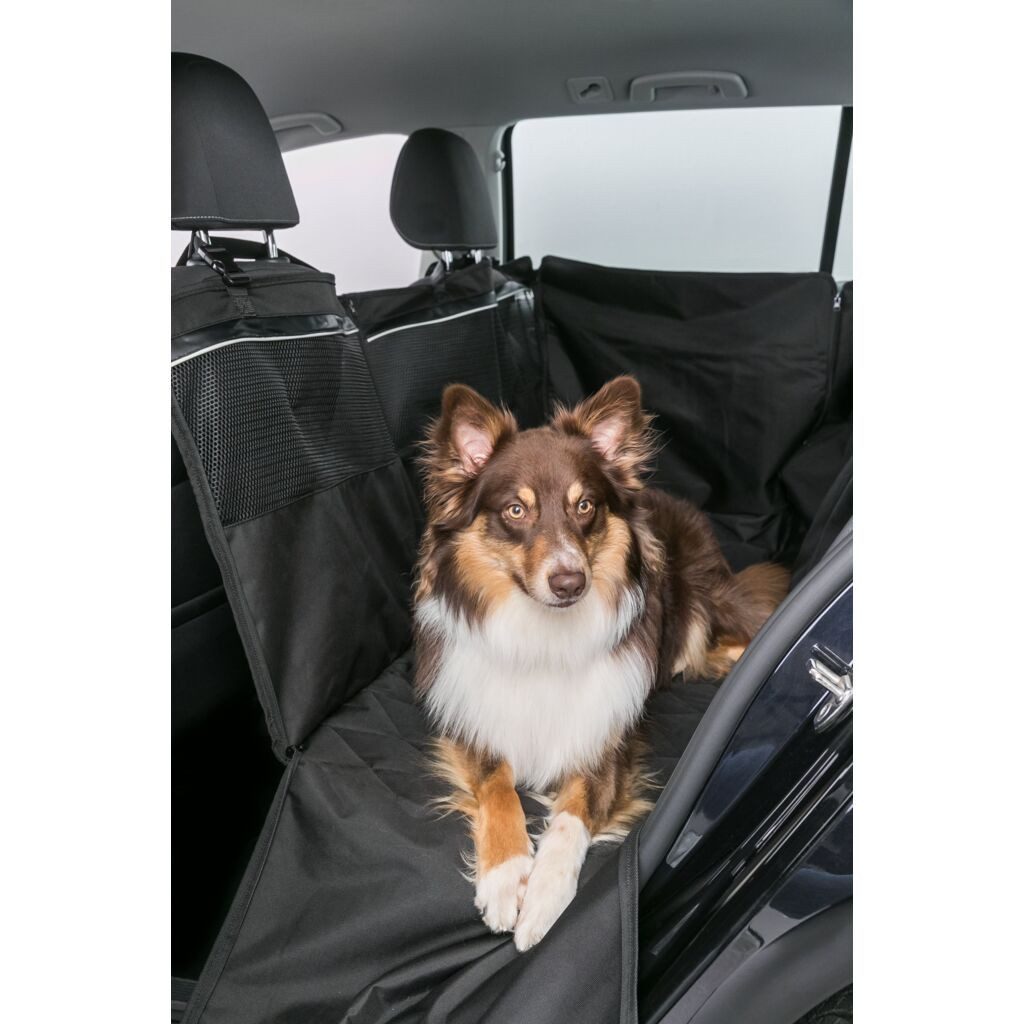 TRIXIE Tier-Autoschondecke teilbare Autoschondecke mit Seitenteilen 2in1 - schwarz - 1,55 × 1,30