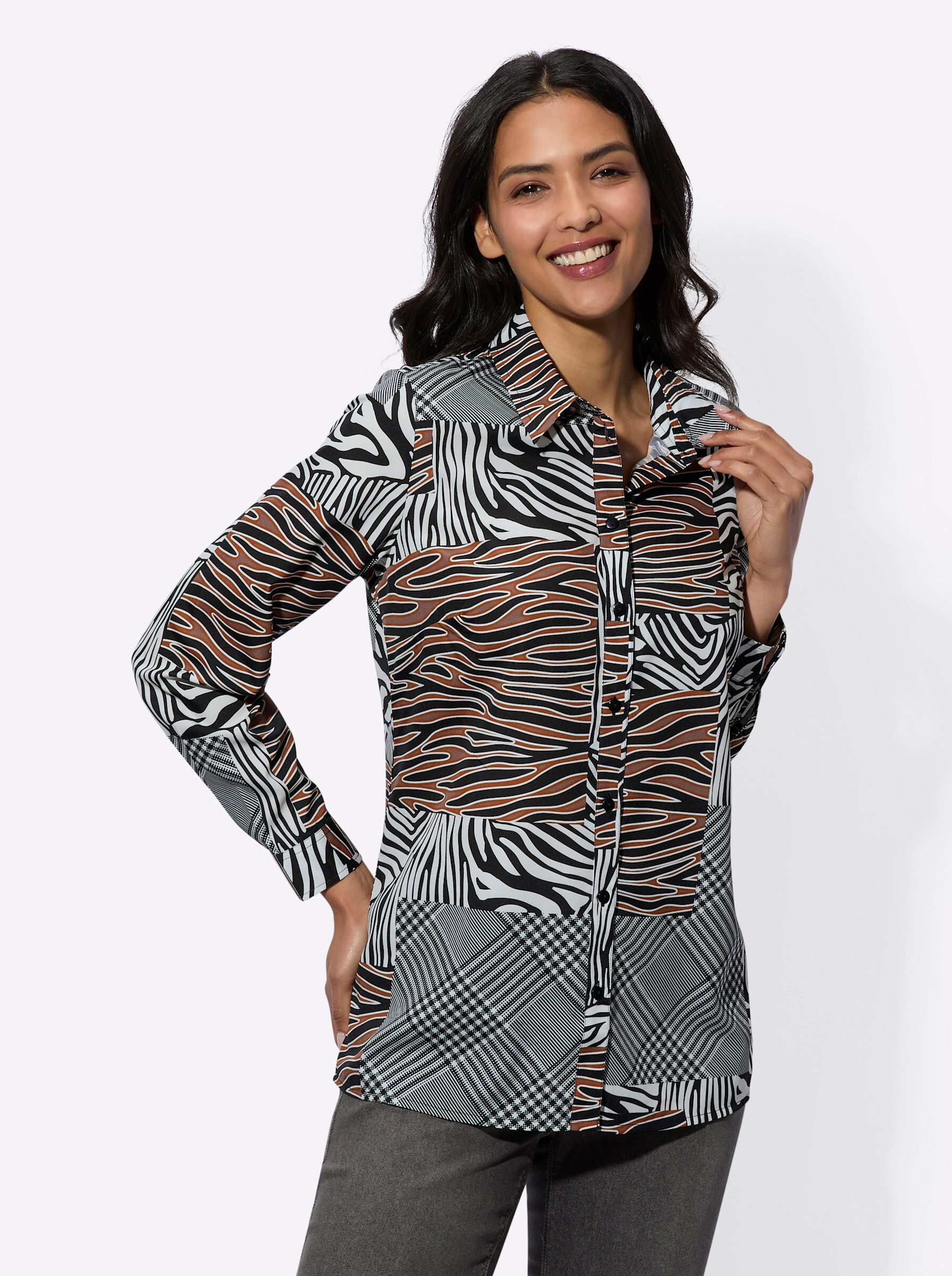 Sieh an! Klassische Bluse Druckbluse günstig online kaufen