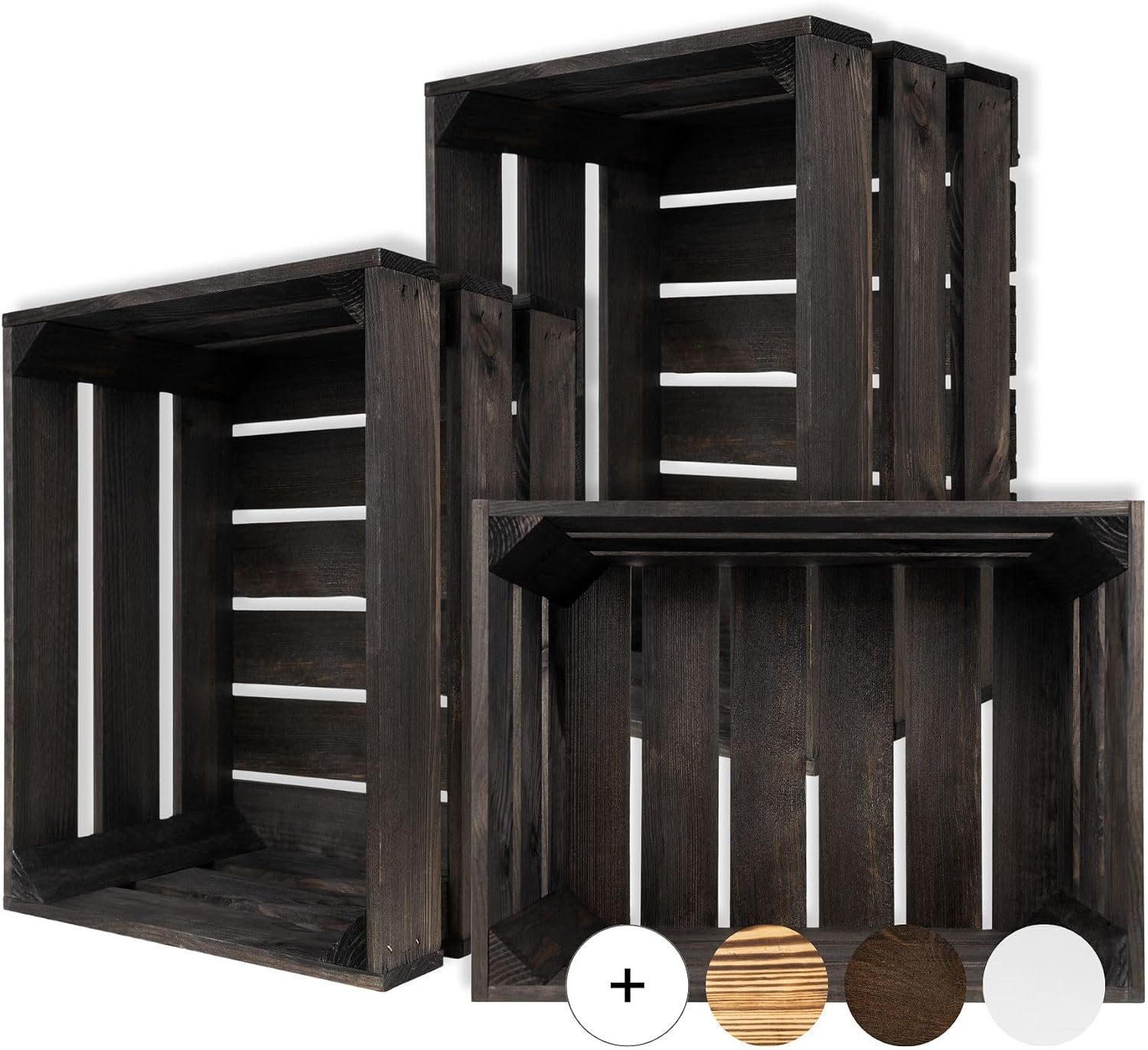 Creative Deco Holzkiste 3x Weinkisten Set Obstkiste Holz