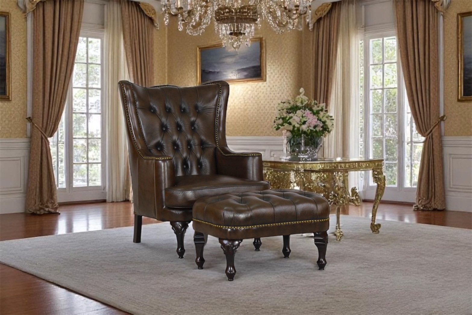 Salottini Кресла Chesterfield Edler Chesterfield Кресла Katerine Кресла Leder Hocker Braun, Taschenfederkern