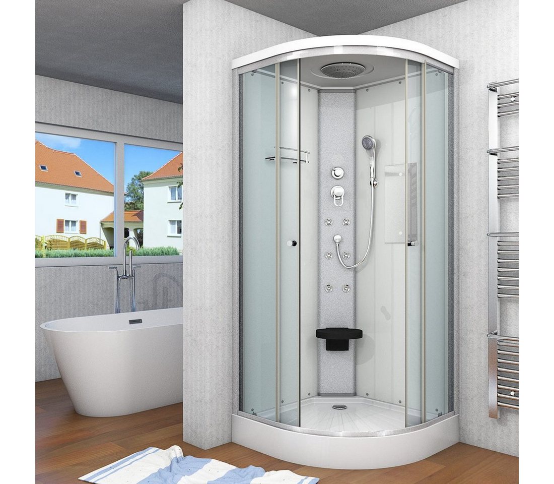 Thumbnail - AcquaVapore Komplettdusche Dusche Fertigdusche D10-00T0-ALL Weiß 80x80, Sicherheitsglas ESG, inklusive Duschwanne, Höhen...
