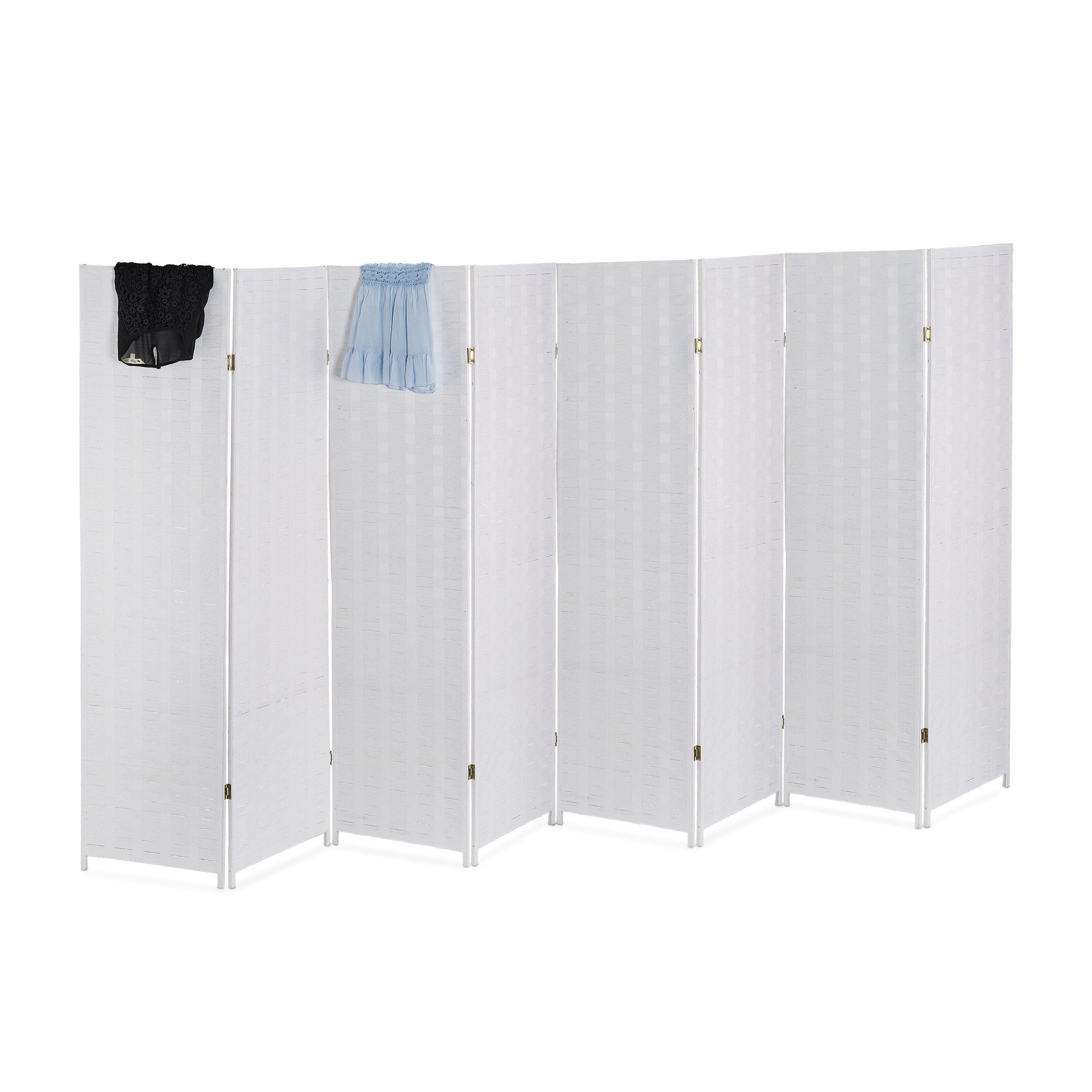relaxdays Paravent Raumteiler 8 teilig, weiß günstig online kaufen