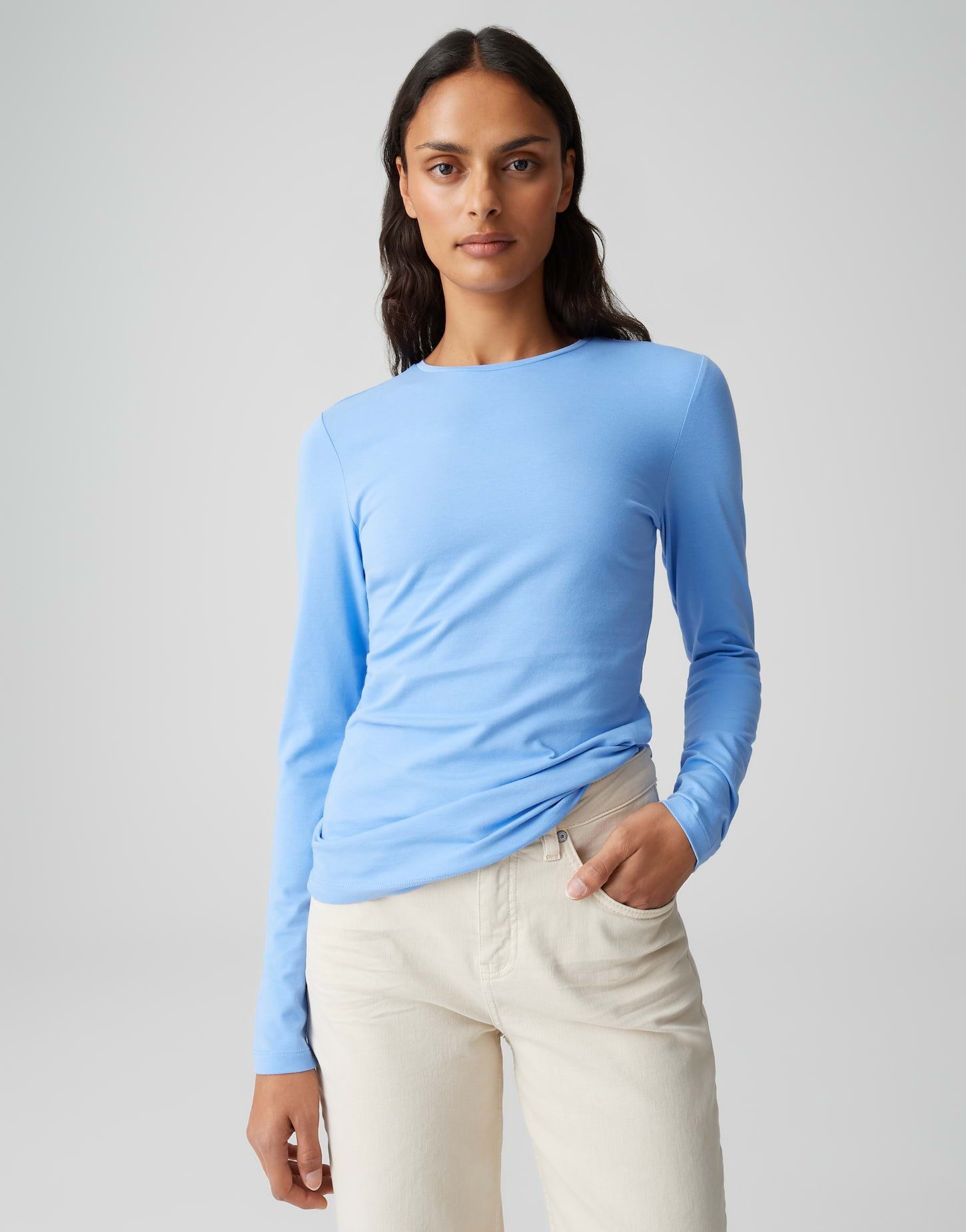 OPUS Langarmshirt SMILLA aus Jersey figurbetont geschnitten, weicher Griff, formstabil