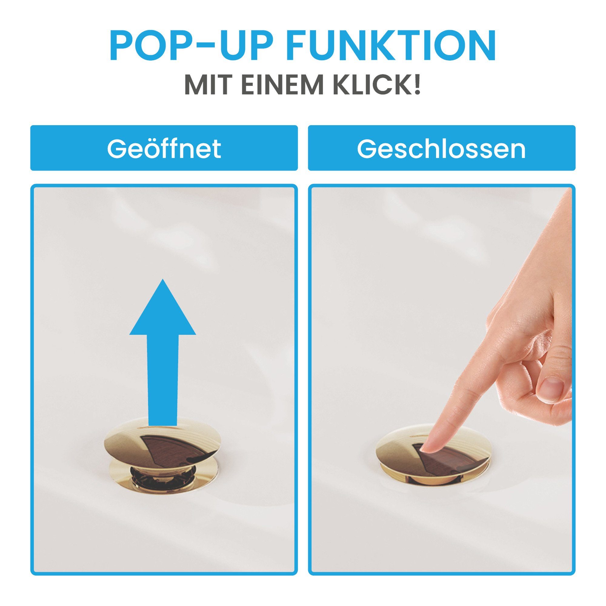 Bächlein Ablaufgarnitur Waschbeckenabfluss Pop Up (Waschbeckenstöpsel günstig online kaufen