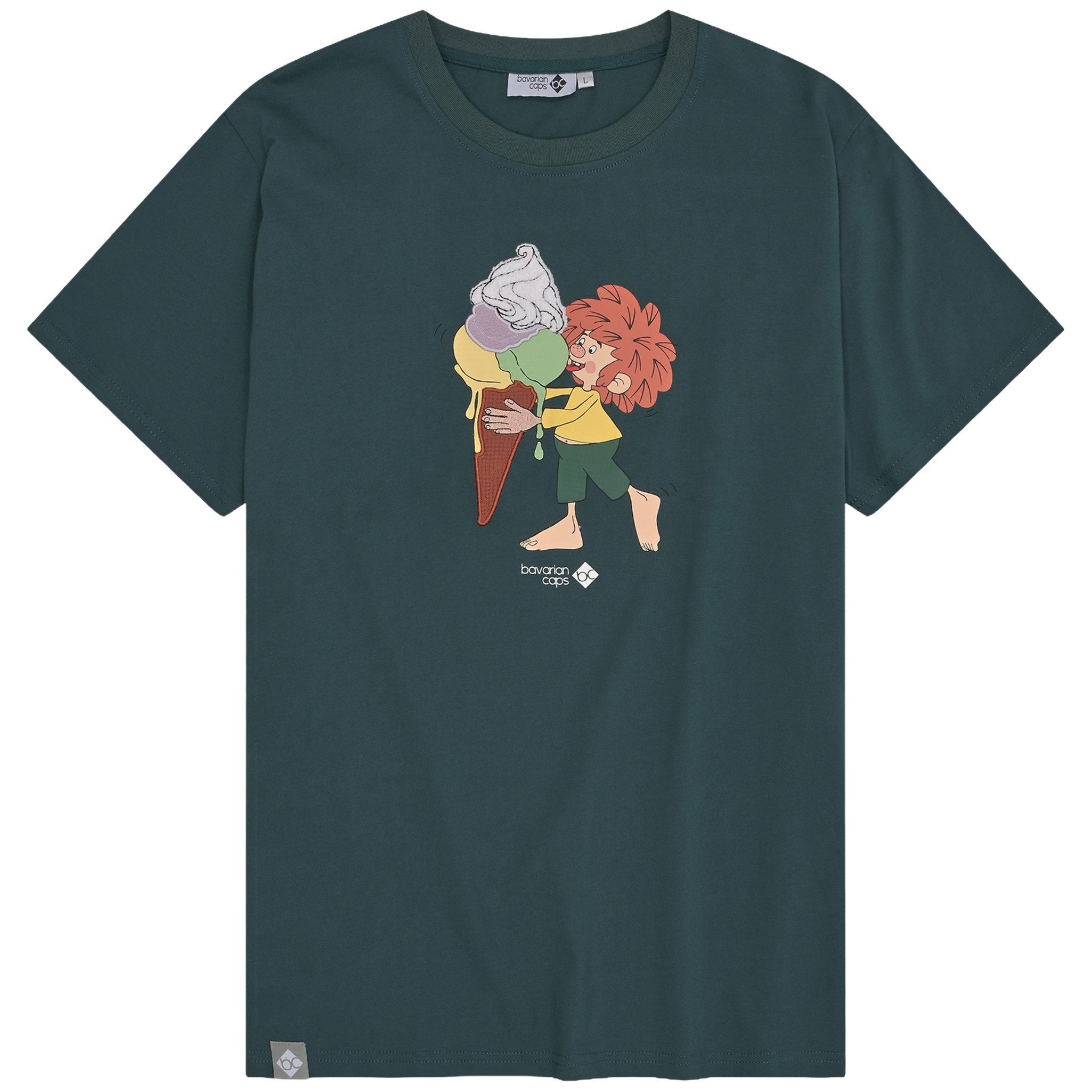 T-Shirt Bavarian Caps T-Shirt "Pumuckl Schleckeis" - dunkelgrün