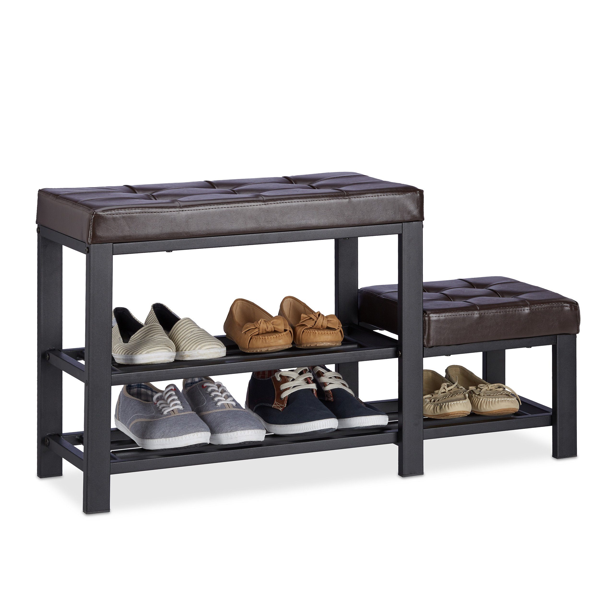 relaxdays Schuhbank mit Hock, braun