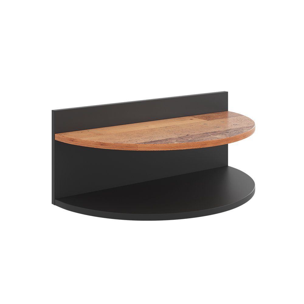 Vicco Nachtschrank Axel, Schwarz/Eiche rustikal, 58.5 x 24 cm