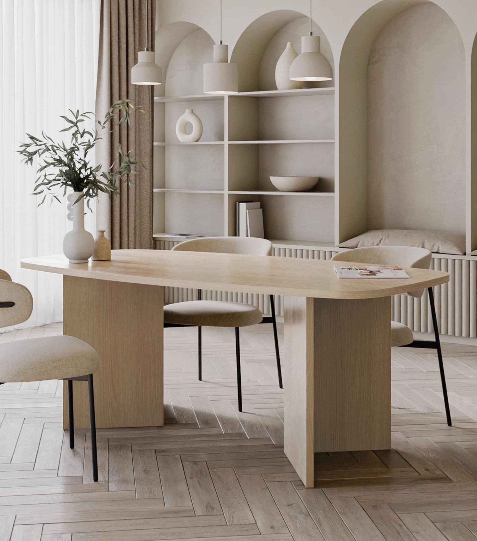 Selsey Esstisch Piano, robuste 28mm Platte, abgerundete Kanten, 6-8 Personen, 190x100 cm