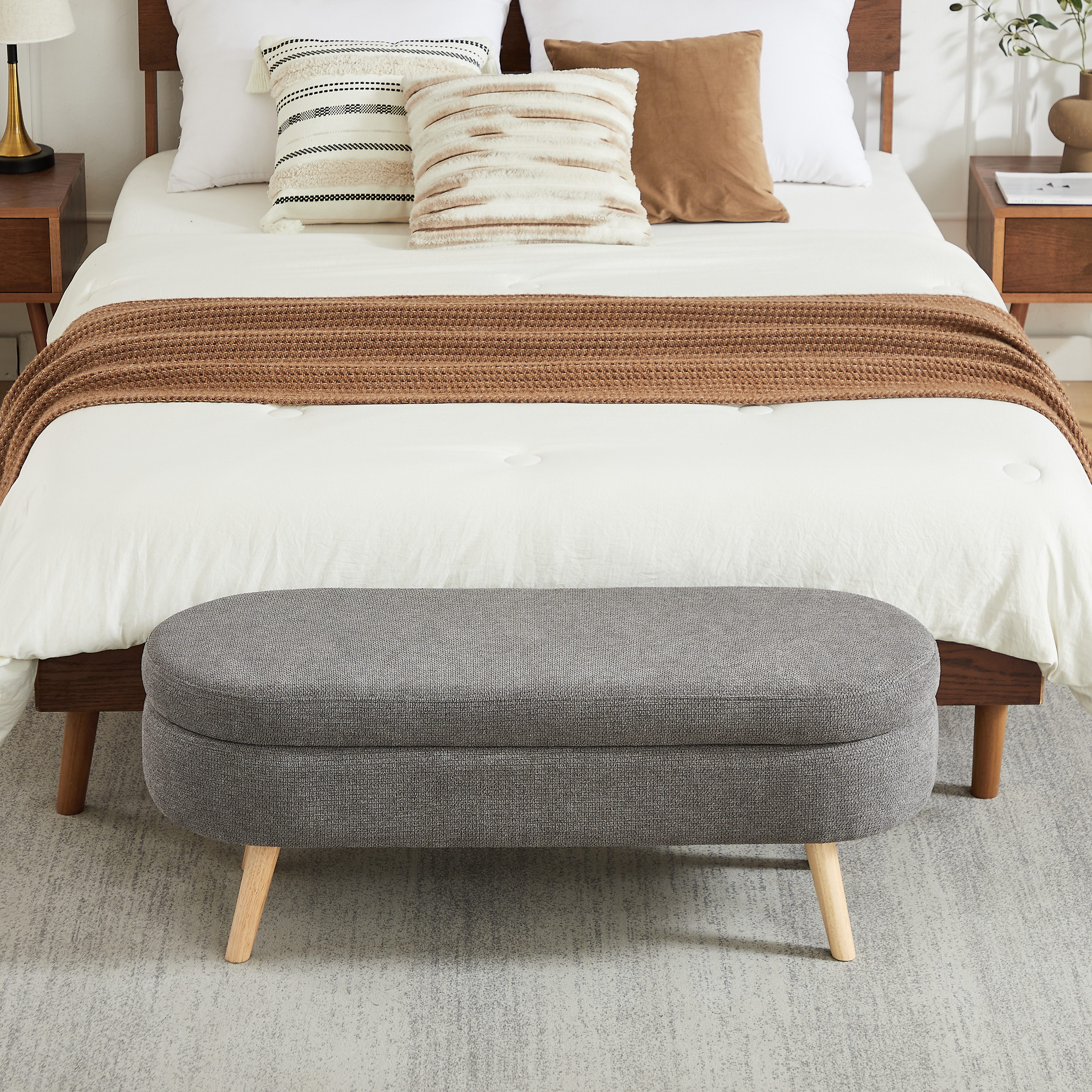 OKWISH Sitzbank für Schlafzimmer, Flur oder Wohnzimmer (110 cm lange moderne Bank mit Chenille-Bezug, 1-St., 110*40*42cm)