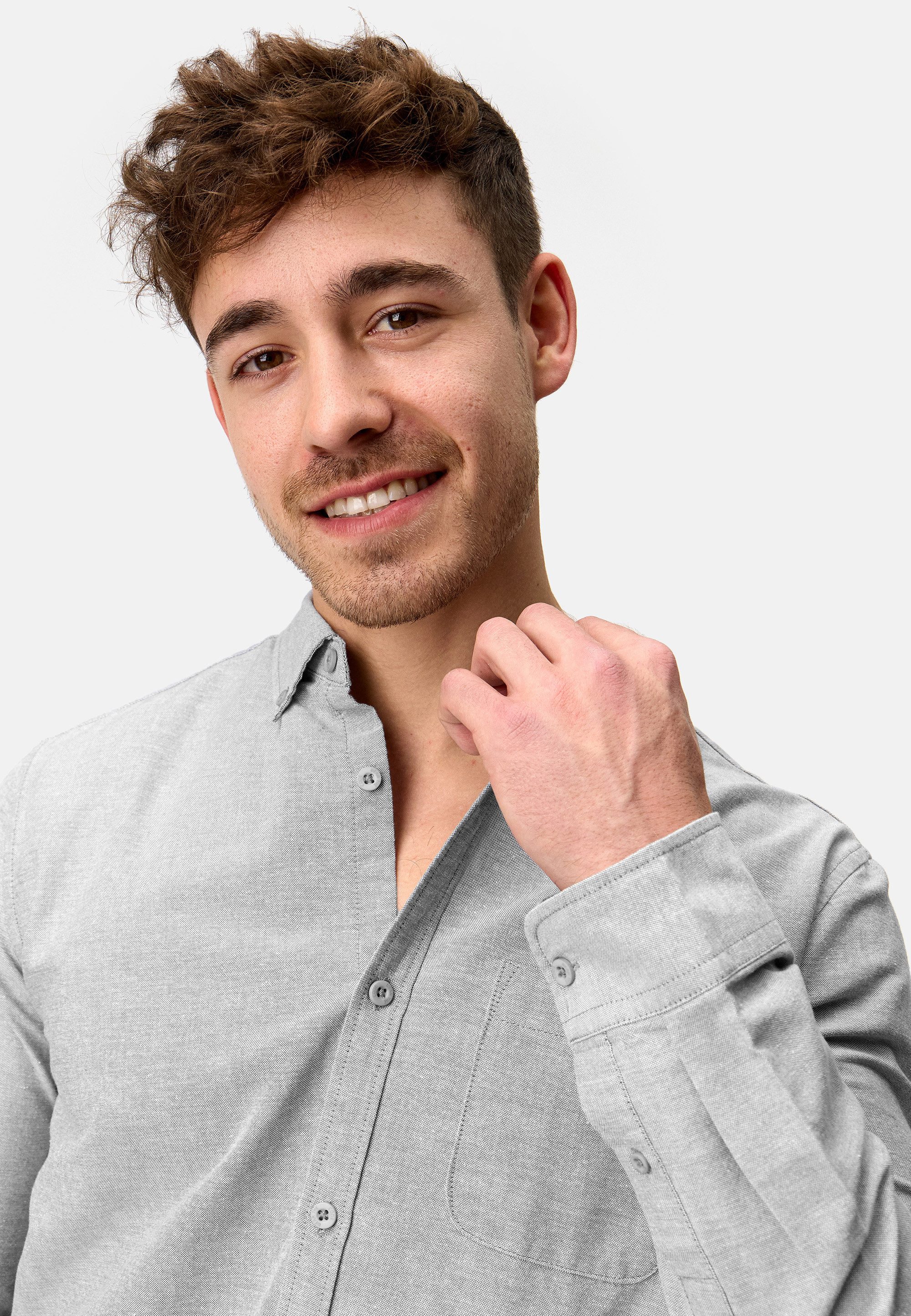 Indicode Langarmhemd Herren Kepner Herrenhemd Langarm mit Button-Down-Kragen und Brusttasche