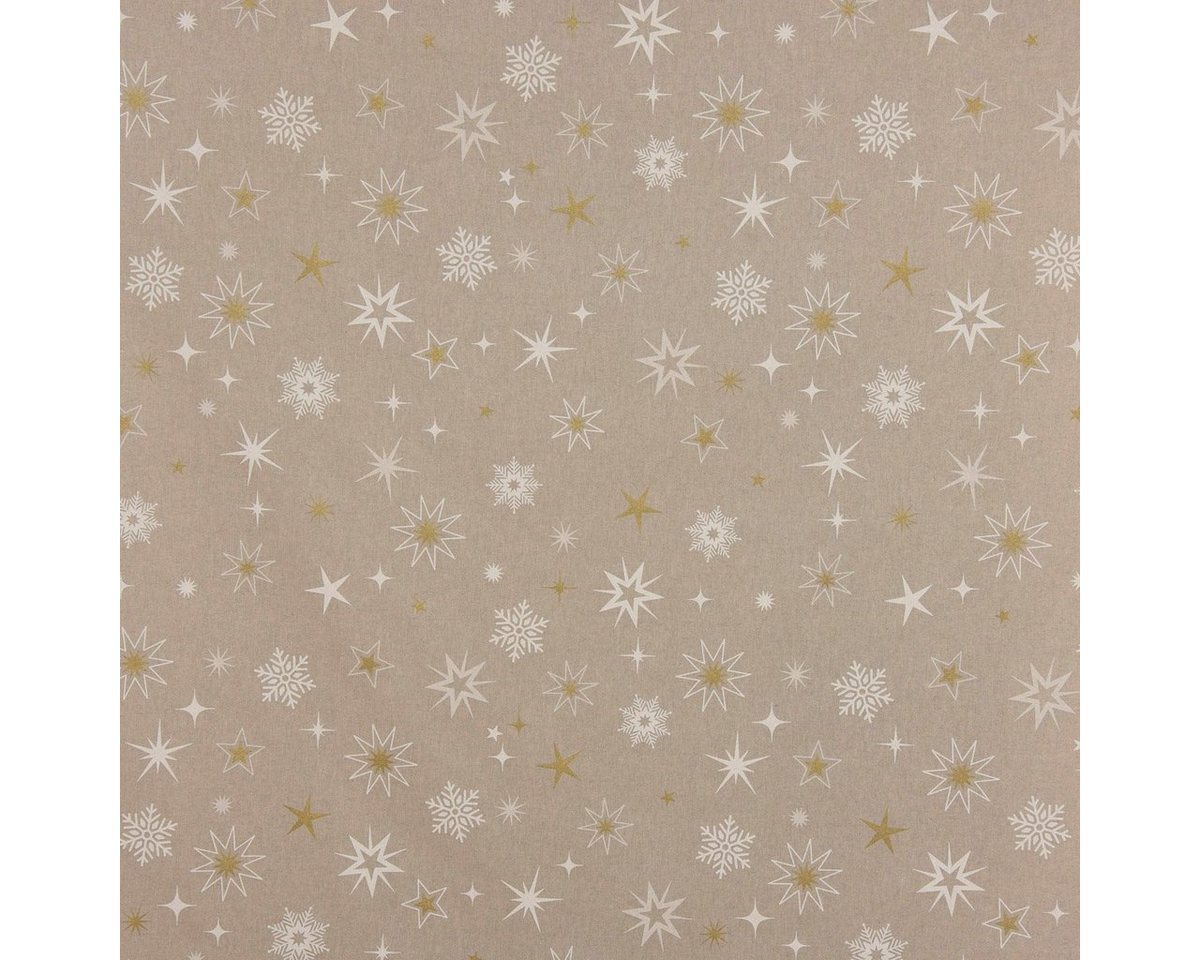 Thumbnail - SCHÖNER LEBEN. Stoff Dekostoff Weihnachtstoff Magic Star Sterne Schneeflocken natur weiß go