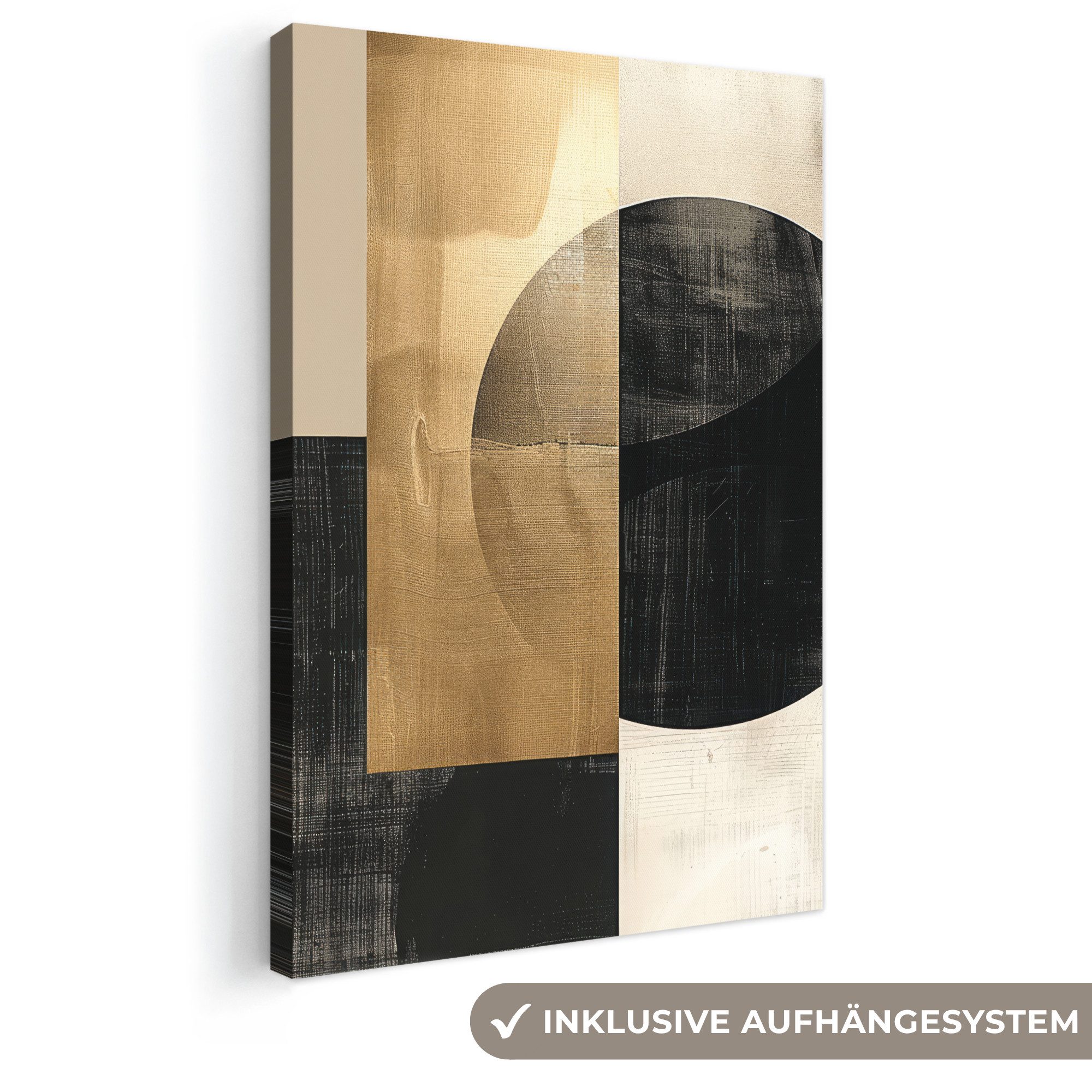 OneMillionCanvasses® Leinwandbild Abstrakt - Modern - Schwarz - Gold, Fotodruck (1 St), Leinwand Canvas Wandbild, Wanddekoration 20x30 cm