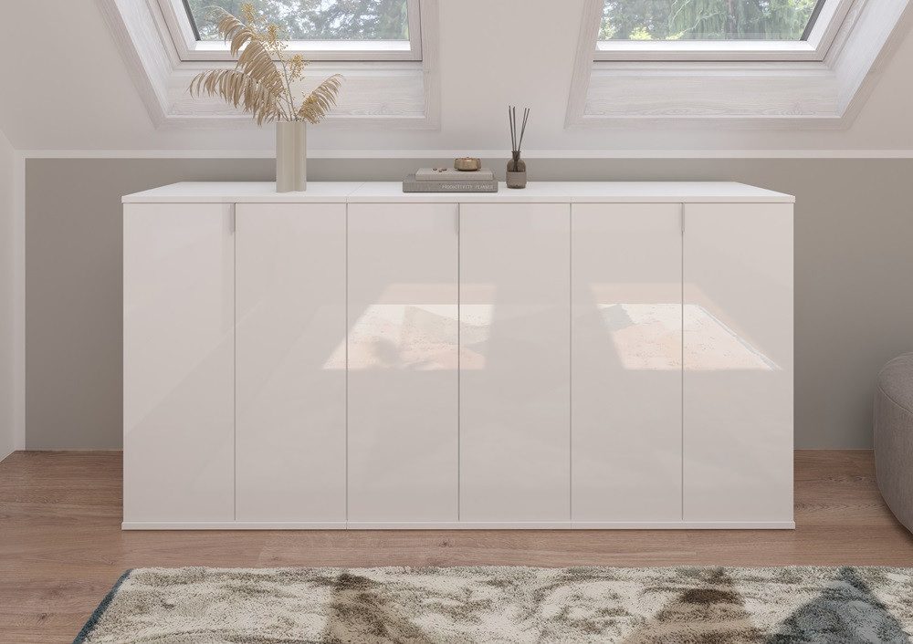Furnhaus Schuhschrank Kommode Projekt X, weiß Hochglanz – Bild 5 von 5