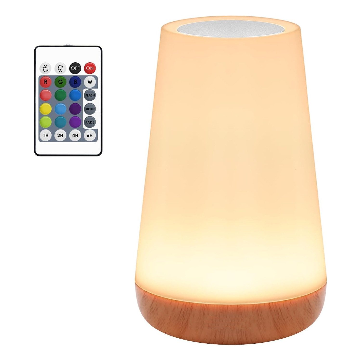 TUWENA LED Nachttischlampe Nachtlicht Touch Dimmbar Tischlampe USB Aufladbar mit Fernbedienung, Hellbraun mit Timing Funktion 13 Farben und 4 Modi