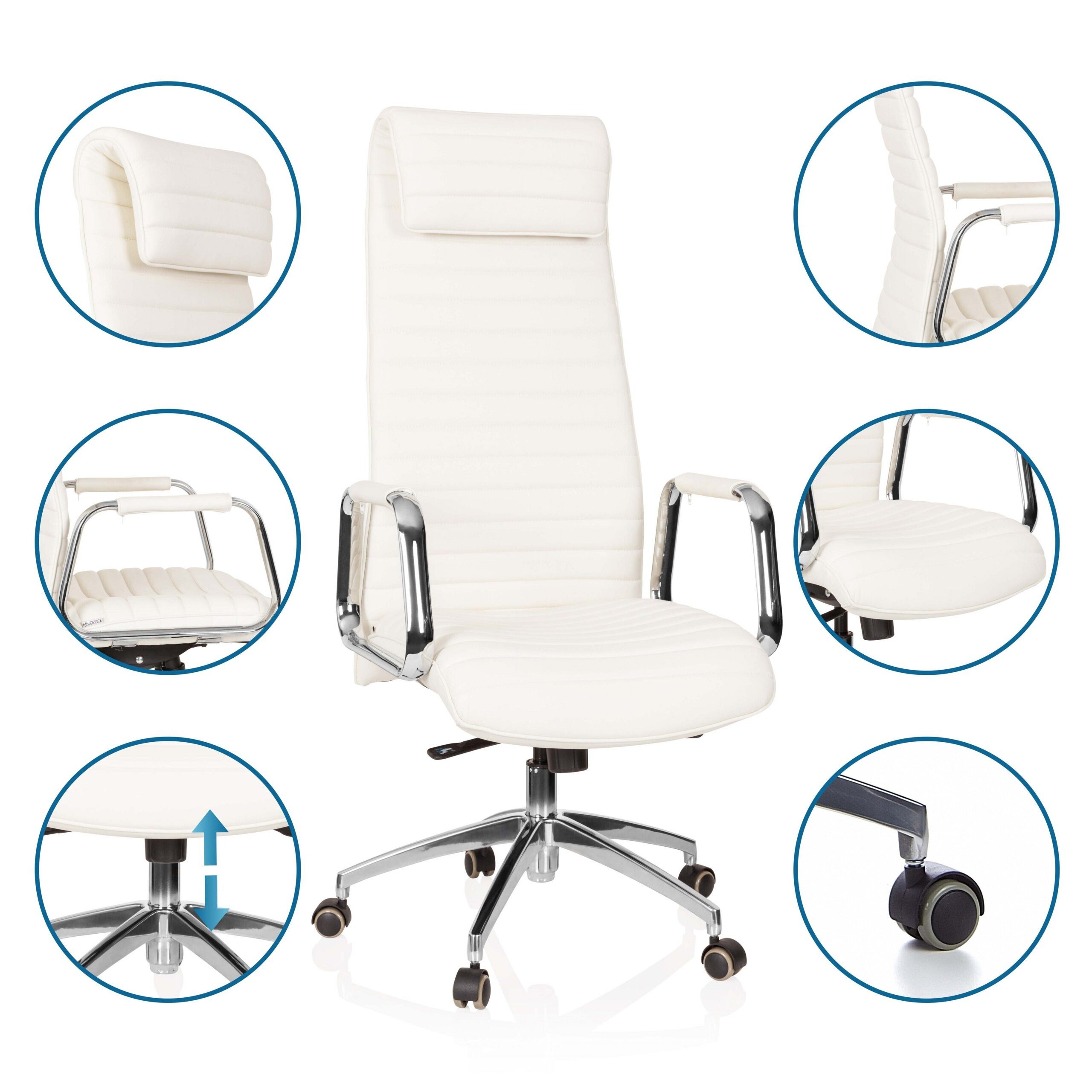 hjh OFFICE Drehstuhl Luxus Chefsessel Aspera 20 Leder mit Armlehnen (1 St), Profi Bürostuhl Schreibtischstuhl ergonomisch
