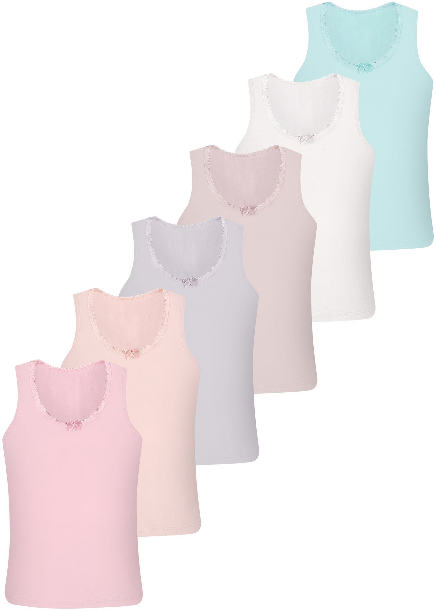 LOREZA Unterhemd 6 Mädchen Unterhemden aus Baumwolle Basics 92-170 (Set, 6-St) Breite Träger 6er Pack