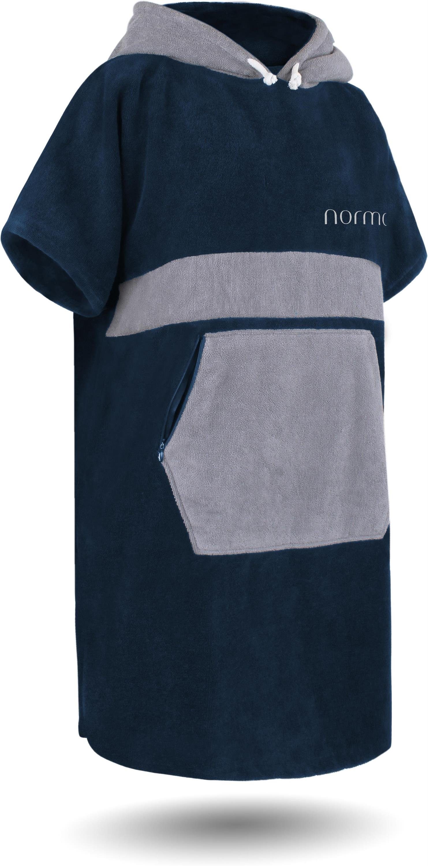 normani Badeponcho Bademantel Surfer Poncho, Midilänge, Baumwolle, Kapuze, Schlupf, Badeponcho aus 100 % saugstarker Baumwolle – Bild 2 von 5