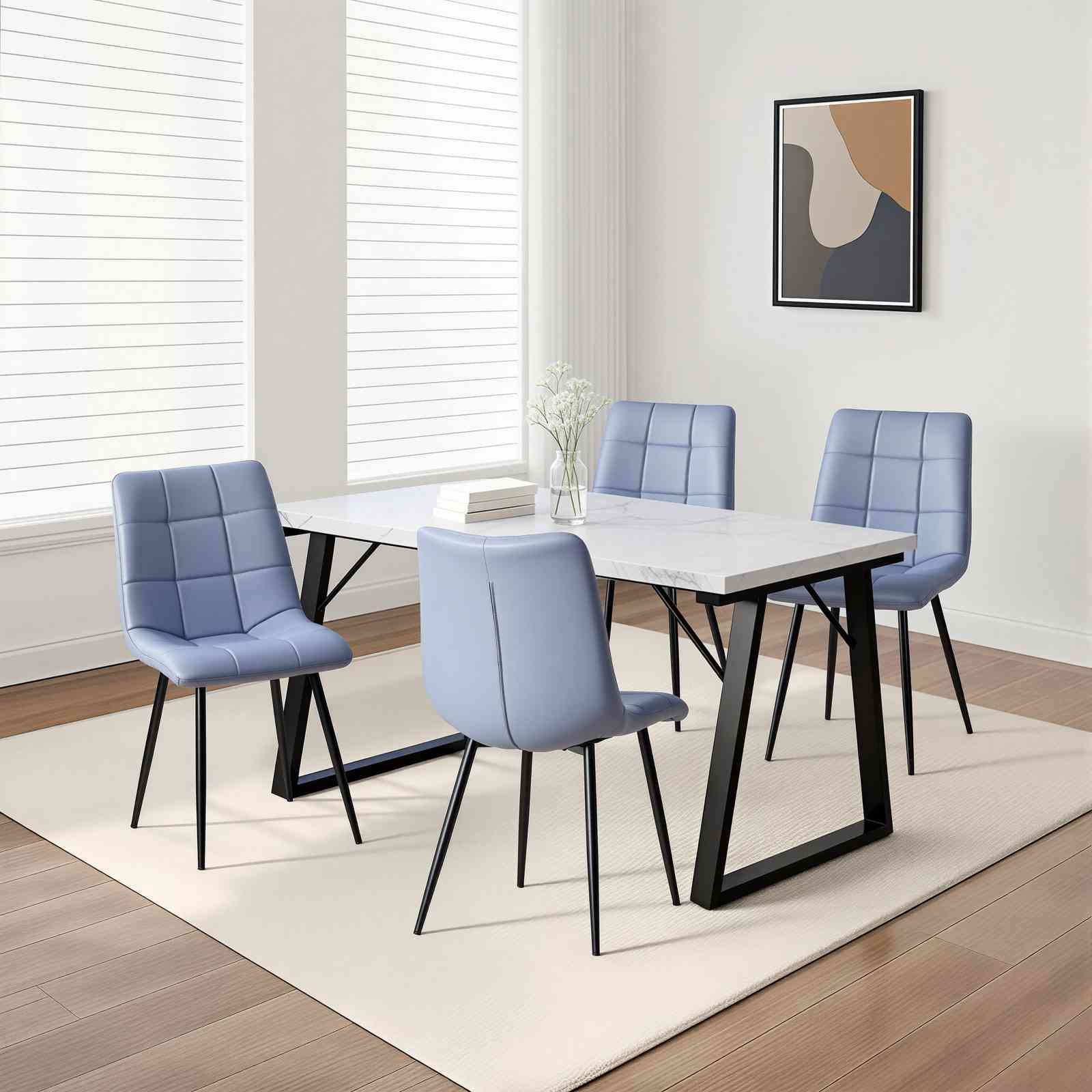 HOMAVO Esszimmerstuhl YZ6 STUHL-SET 4 Stick in Kunstleder und Stoff-gepolstert, modern (4er-Set), Modernes Design, EN12520 geprüft, für Esszimmer/Arbeitszimmer geeignet