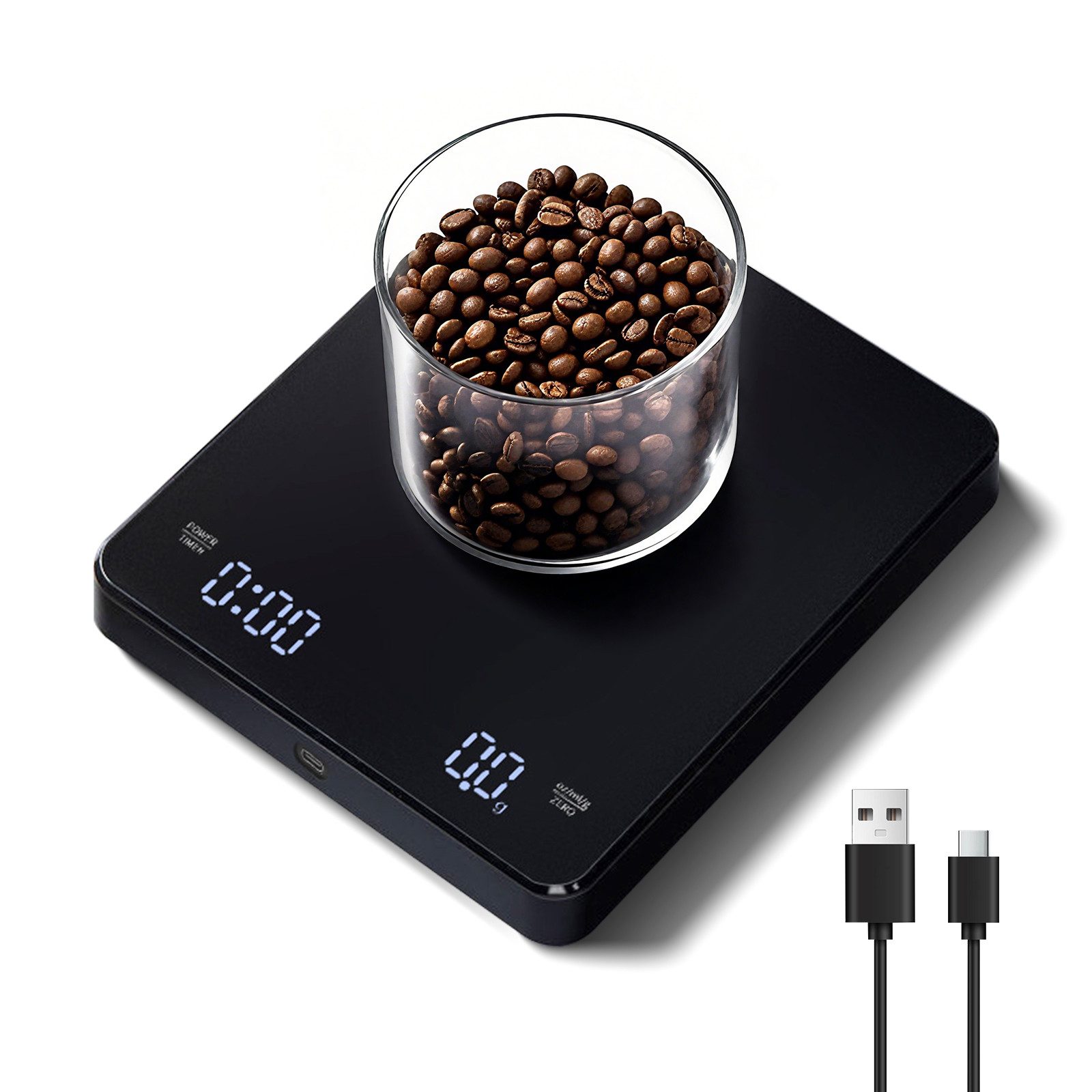 DESUO Küchenwaage Kaffeewaage mit Timer USB Wiederaufladbare Hohe Präzision 0.1g/3 kg