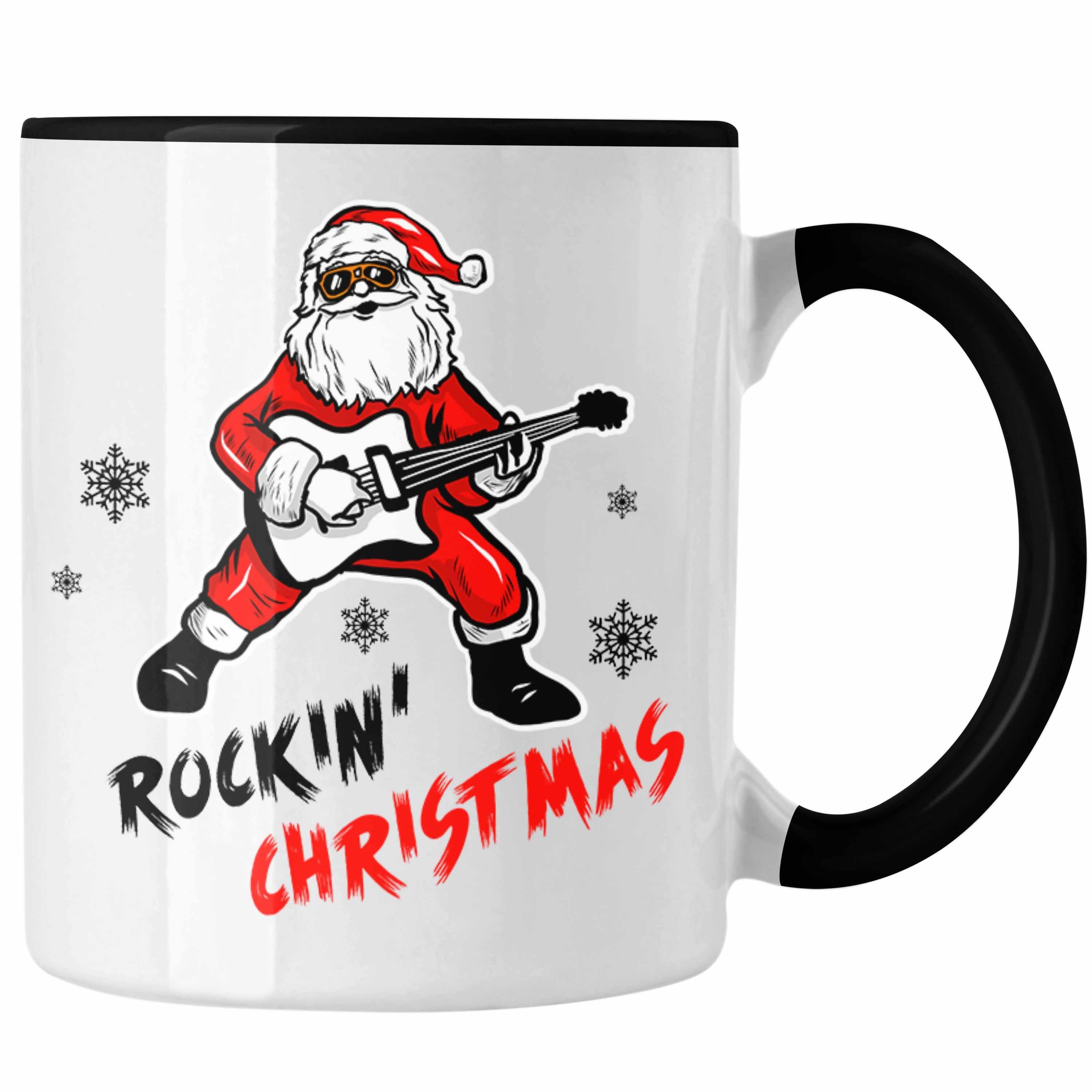 Rock Roll N - Weihnachtstasse Fans Weihnachten Metal Rockmusik Tasse Trendation Heavy Geschenk Rockin Tasse Schwarz Christmas Trendation Geschenkidee Metal Kaffeetasse