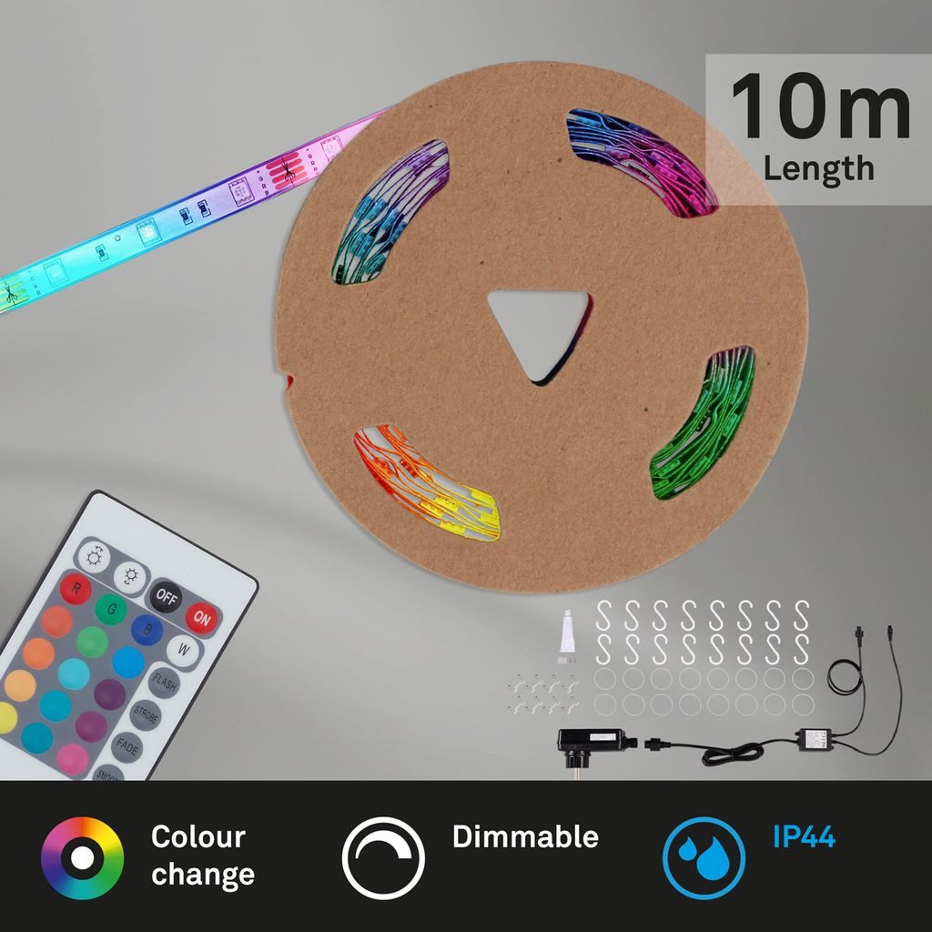 Briloner Leuchten LED-Streifen 2035-300, 280-flammig, 10m, outdoor, RGB, dimmbar, mit Fernbedienung, IP44