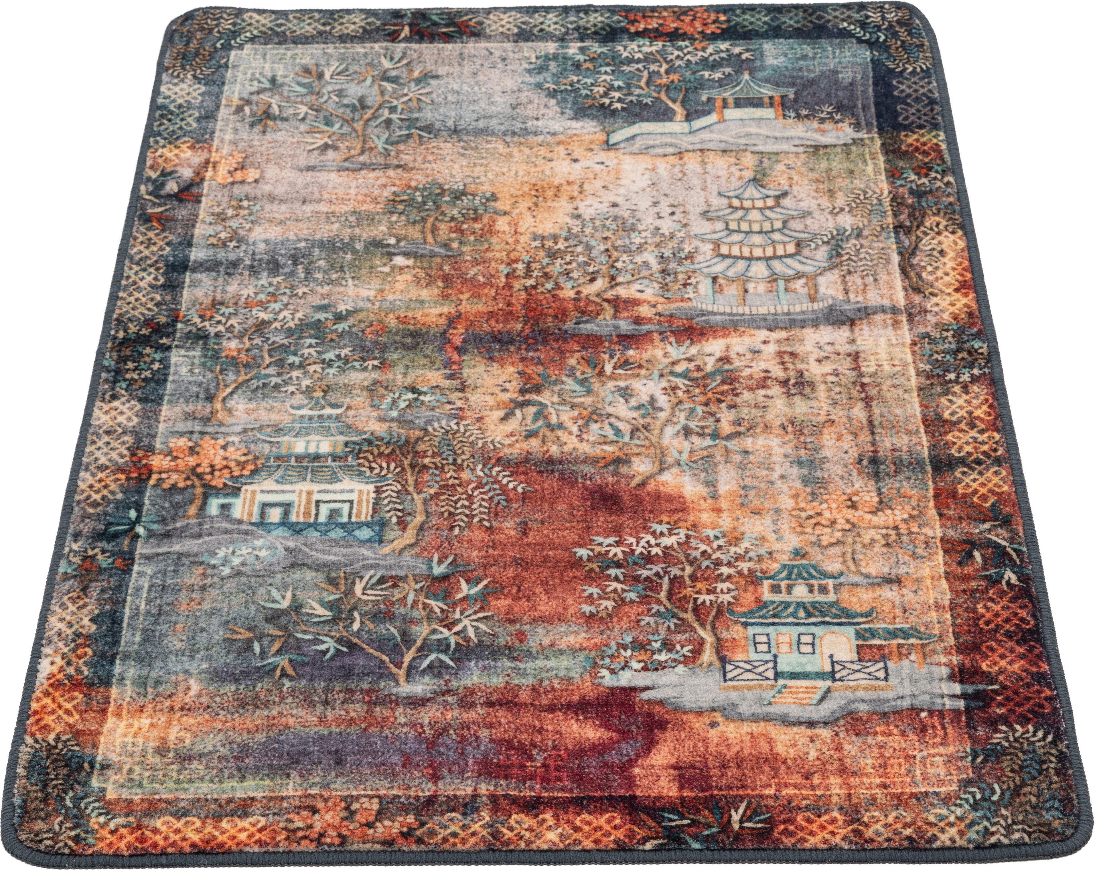 Gino Falcone Badematte Aquata GF-163, Badvorleger, Badezimmer Teppich, Höhe 7 mm, rutschhemmend beschichtet, fußbodenheizungsgeeignet, Kunstfaser, rechteckig, Badteppich, bedruckt, rechteckig