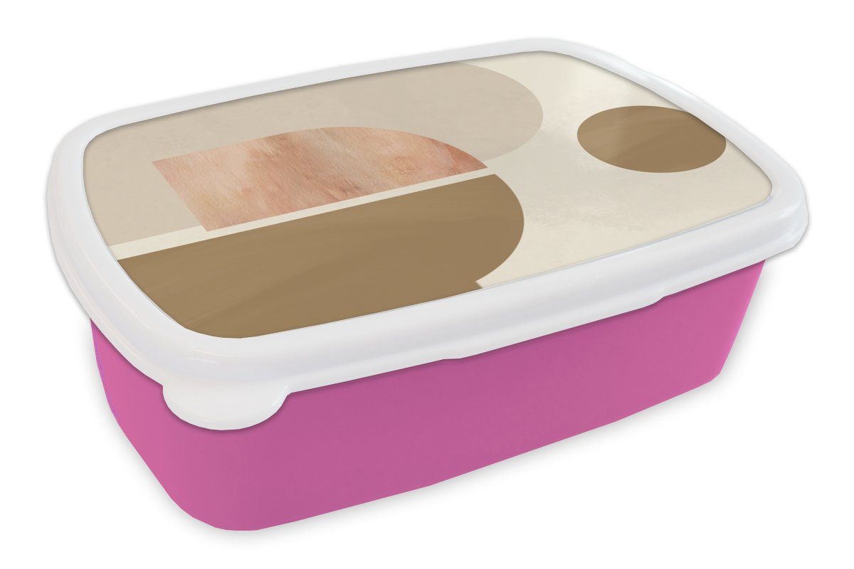 MuchoWow Lunchbox Rosa - Design - Abstrakt, Kunststoff, (2-tlg), Brotbox für Erwachsene, Brotdose Kinder, Snackbox, Mädchen, Kunststoff