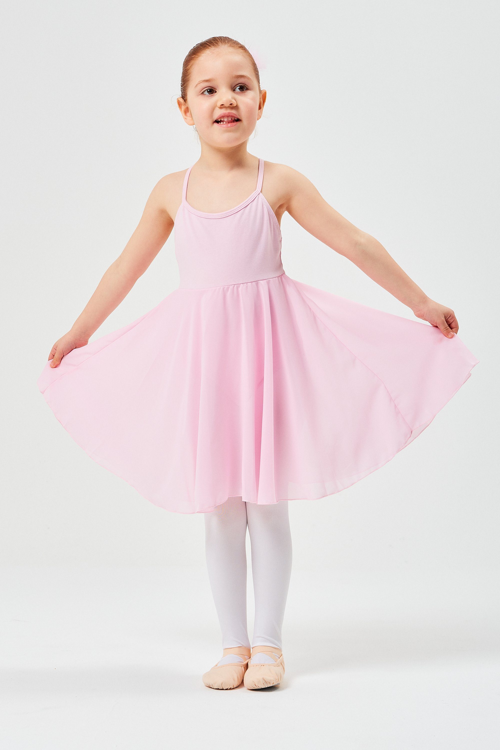 langem Chiffonrock rosa Mädchen Alma tanzmuster mit Ballettkleid Chiffonkleid Spaghettiträgern mit Ballettbody