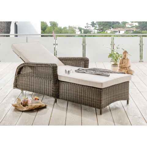 Destiny Gartenliege CASA, Polyrattan mit Rollen, 5fach verstellbar, inkl. Auflage