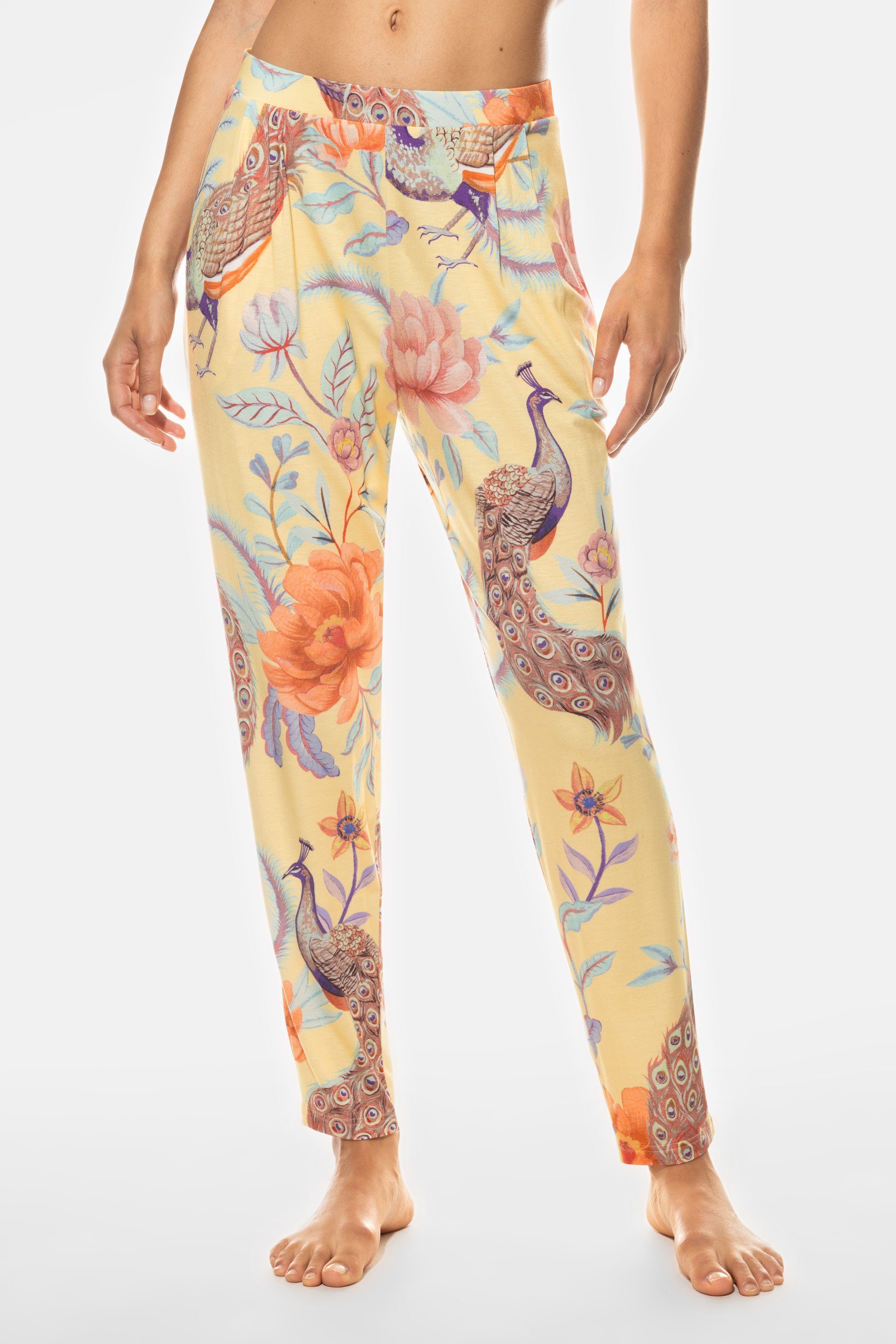 Mey Schlafhose Damen Serie Naela Paradiesischer Pfauenprint (1-tlg)