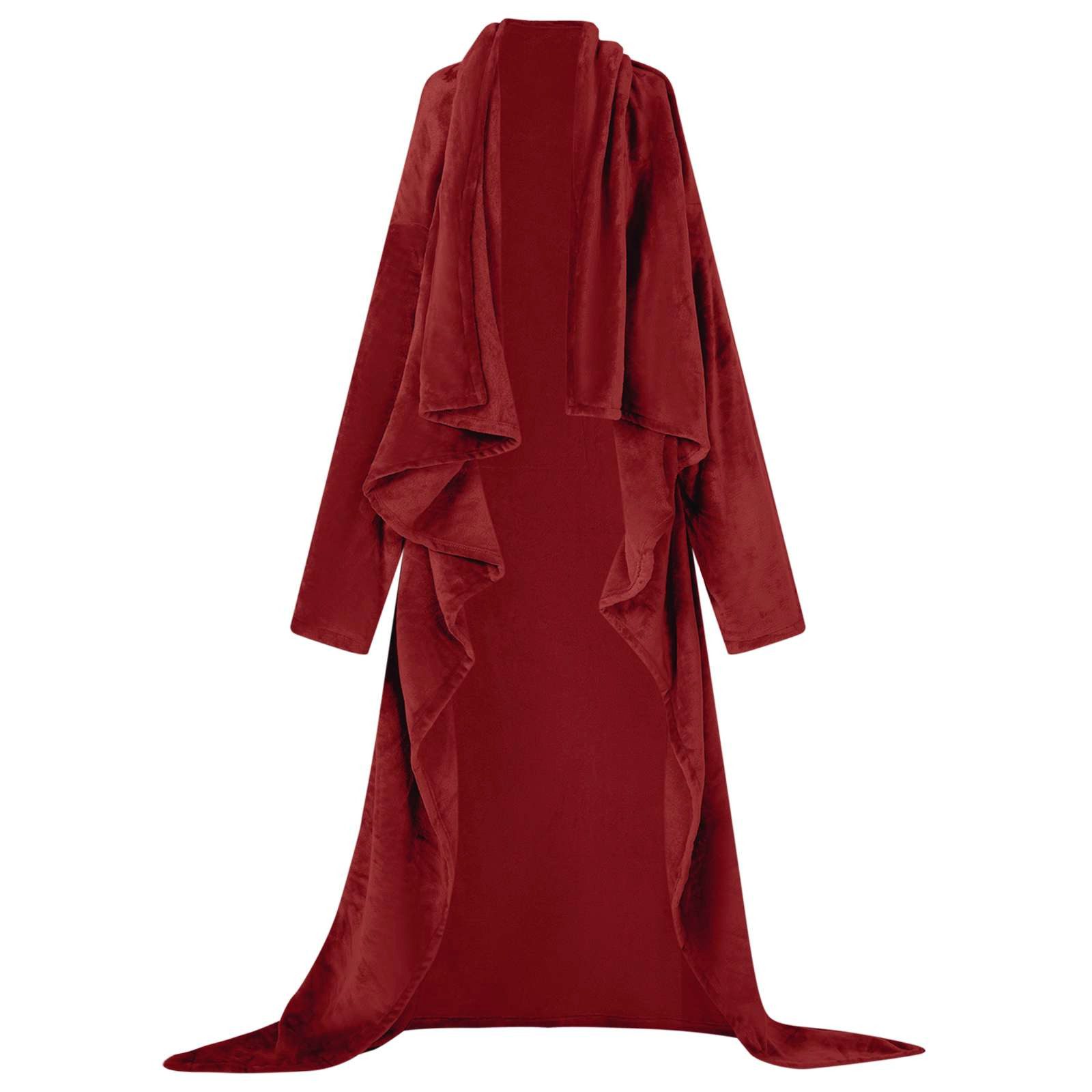 vidaXL Unisex-Bademantel Decken-Hoodie Bordeauxrot F Flanell, Vlies