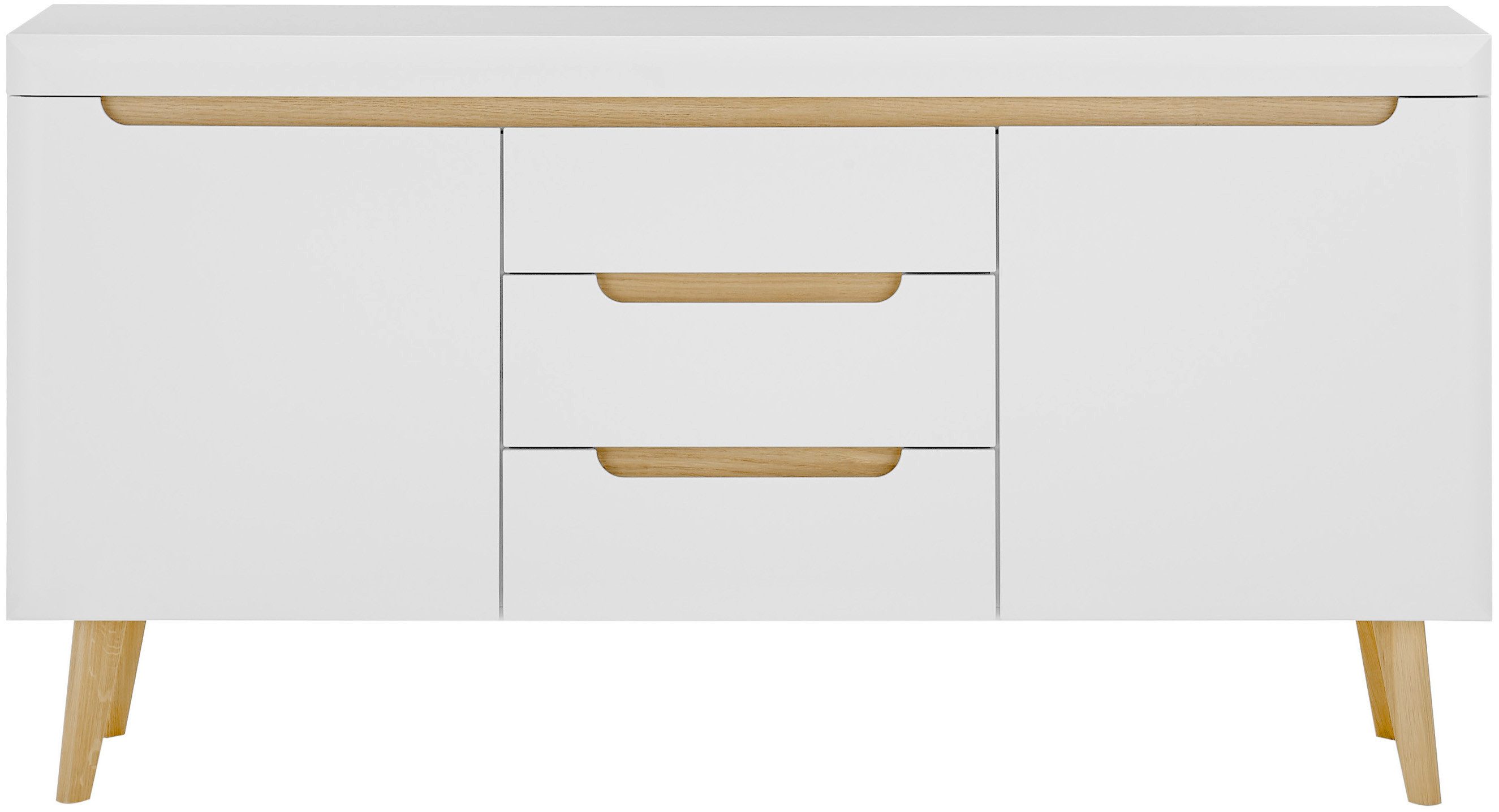 Home affaire Sideboard Torge, Anrichte, Kommode, Schubladenschrank (1 St), abgeschrägte Füße, drei Farben, Scandi Design, 160 cm breit