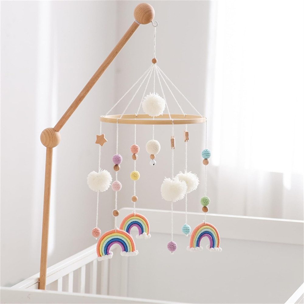 CLTYQ Mobile Regenbogen Babybett Hölz Windspiele mit Bäll,Puppe,Holz, Neuge günstig online kaufen