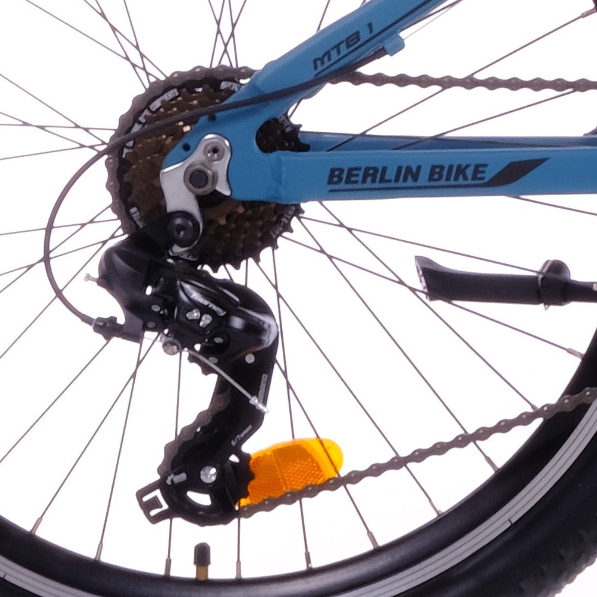 BERLIN BIKE Kinderfahrrad 24 Zoll Mountainbike, leichtes Aluminiumrahmen, 21 Gang Shimano RD-TY300/TY500 Schaltwerk, Kettenschaltung, (Aluminiumrahmen & V-Bremsen – leicht, stabil, sicher, mit Kompletter Werkzeugsatz), mit 24"x 2,10" Luftreifen ideal für Gelände und Alltag